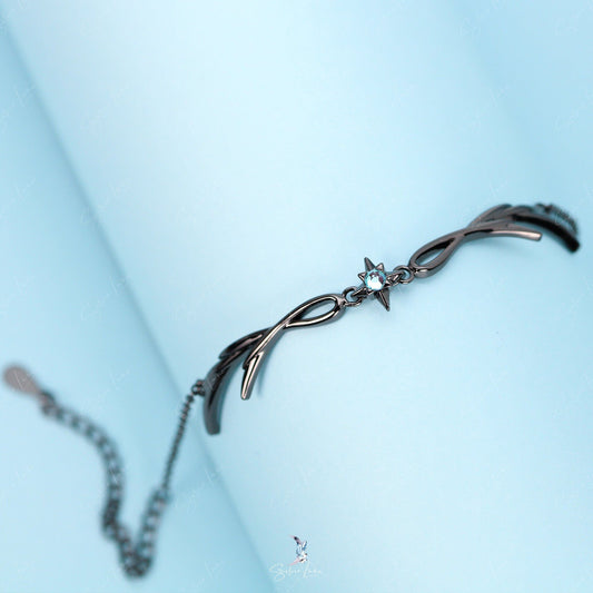 Gothic fairy blue star black silver bracelet