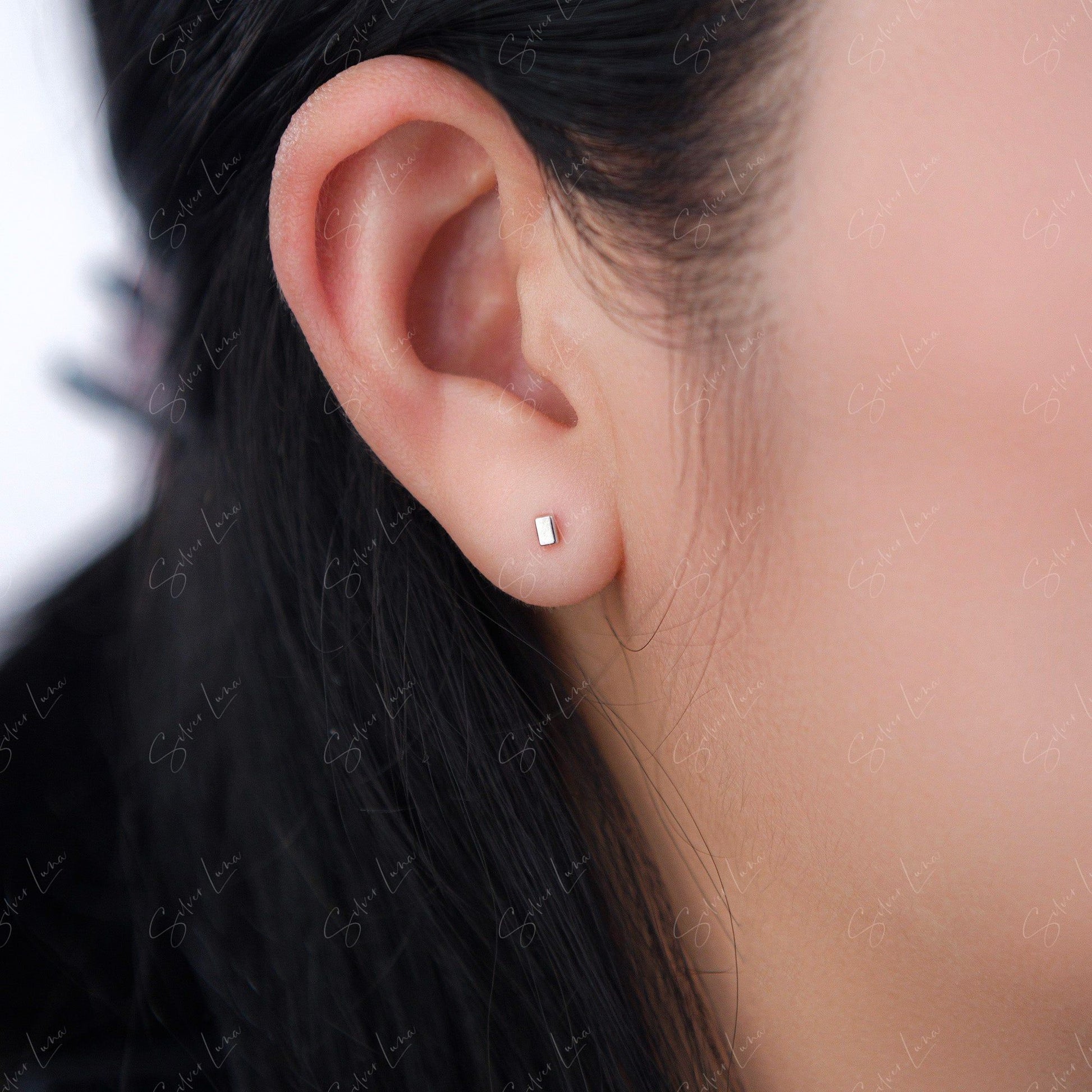 tiny square dot stud earrings