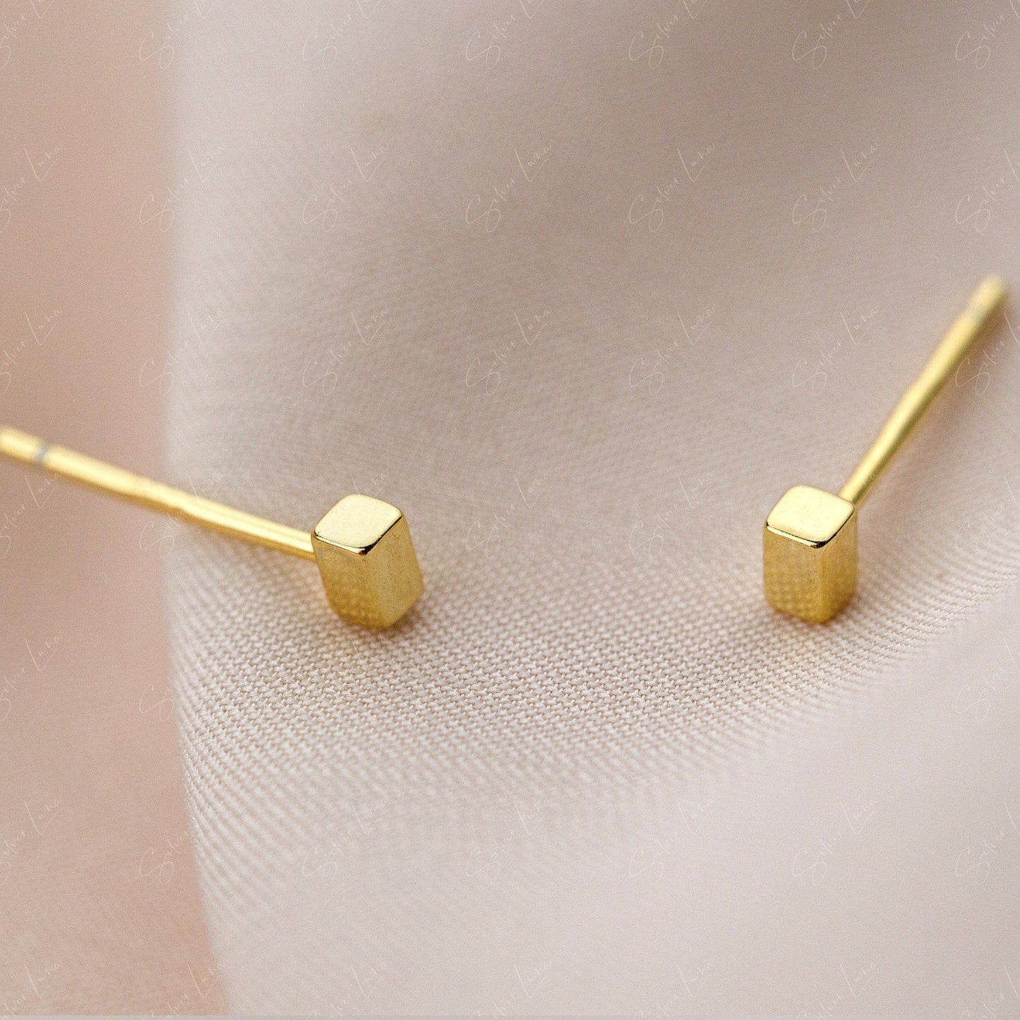 tiny square dot stud earrings