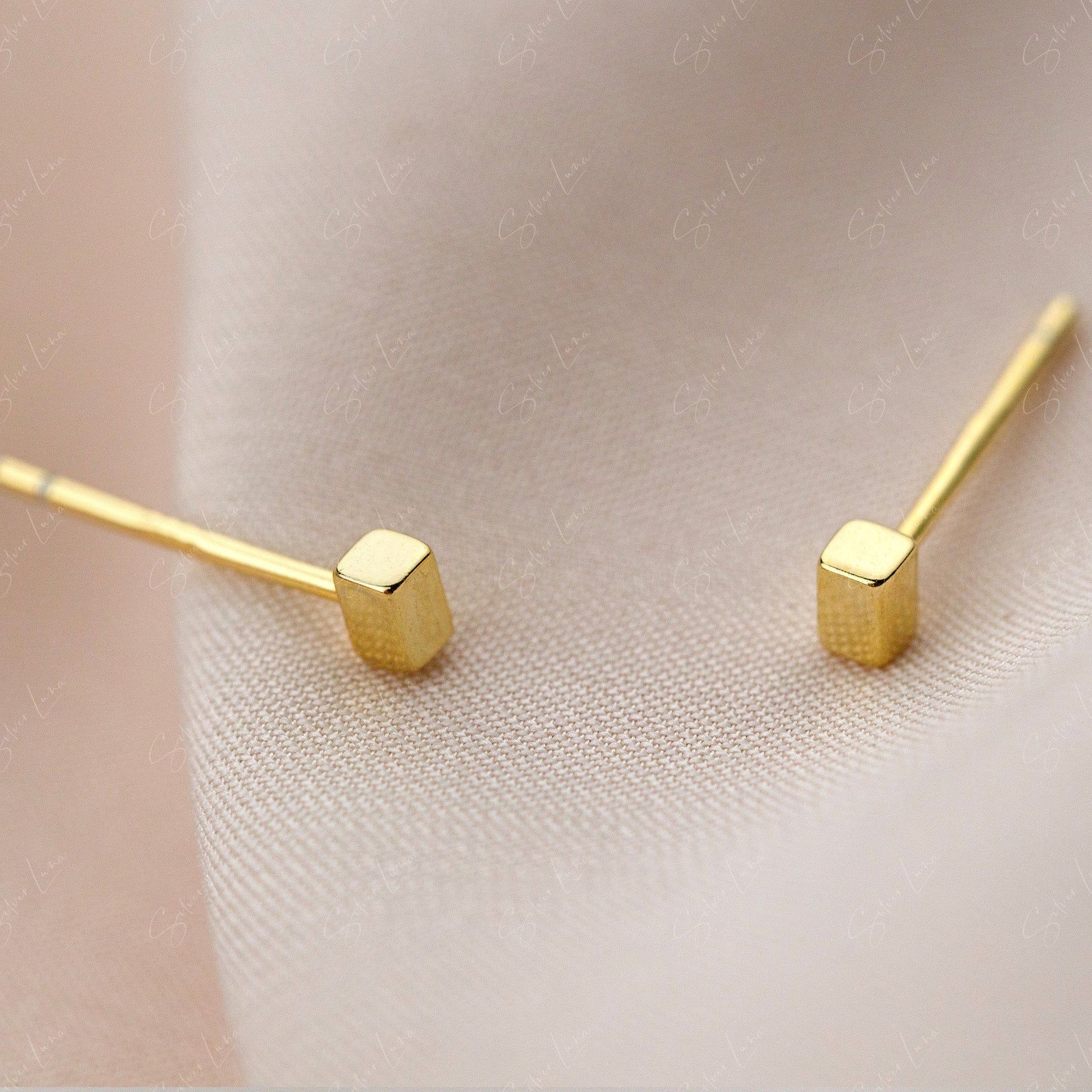 tiny square dot stud earrings