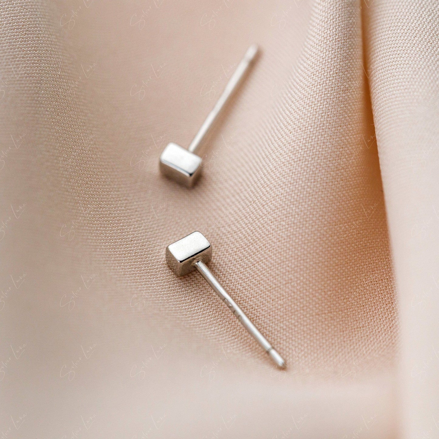 tiny square dot stud earrings