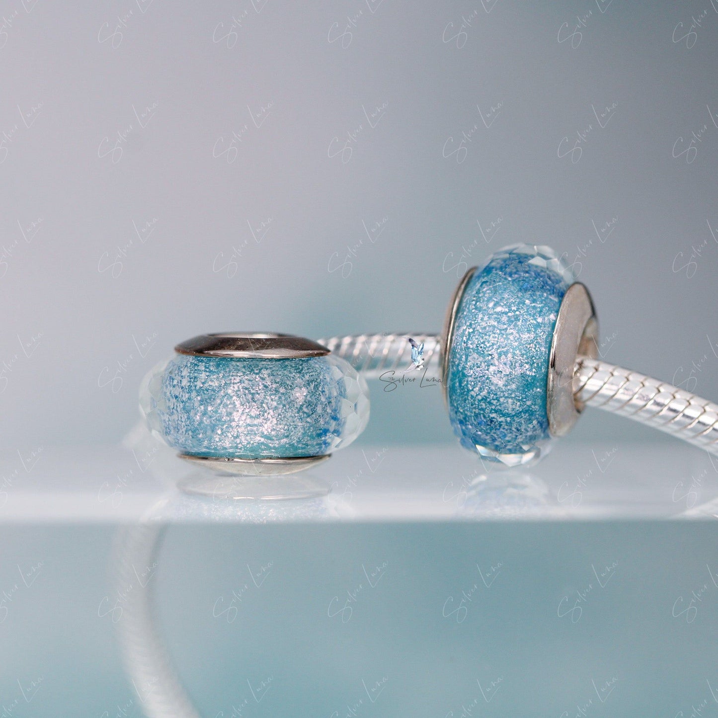 blue murano glass bead charm