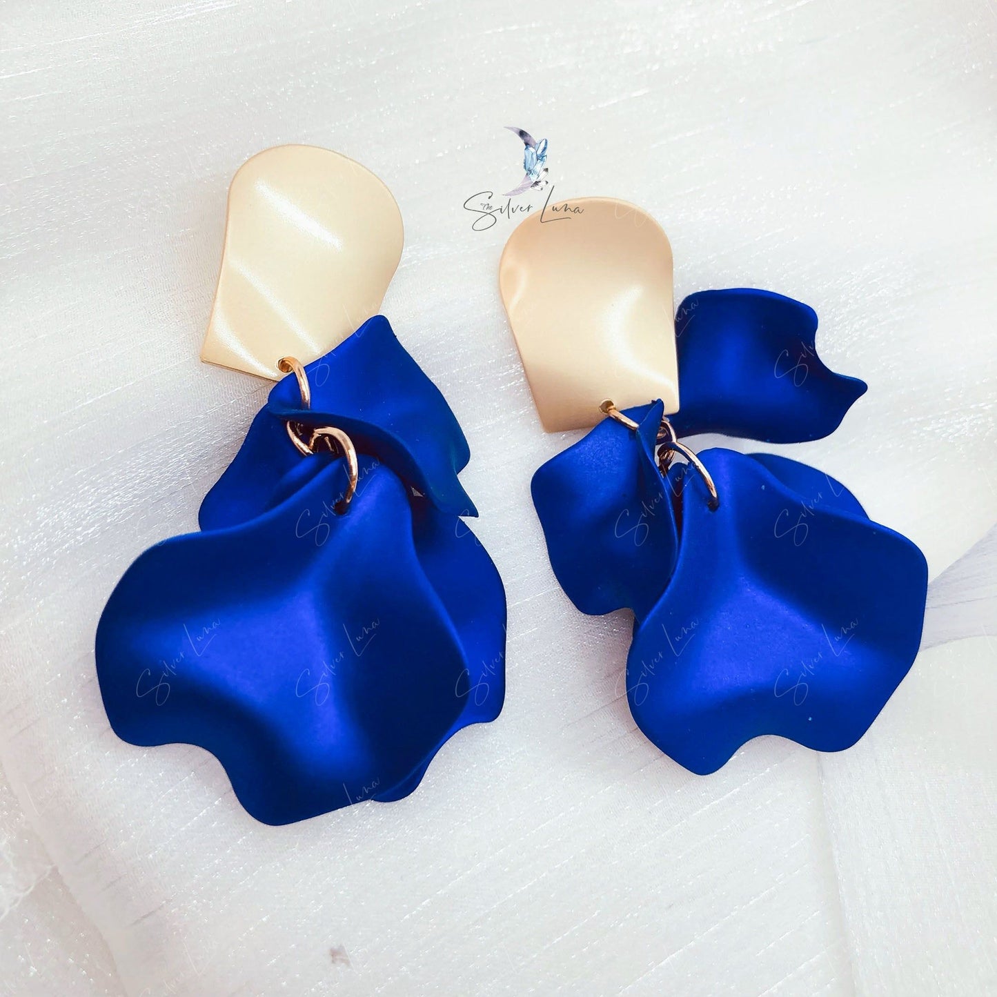 Exaggerate rose petal statement fashion earrings