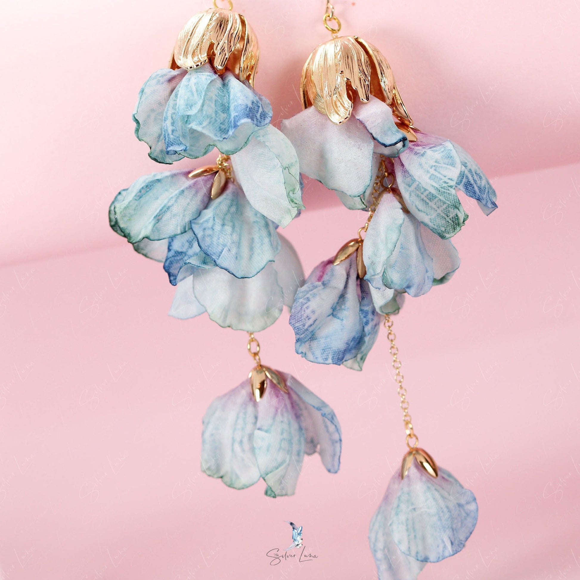 blue bell flower fashion earrings