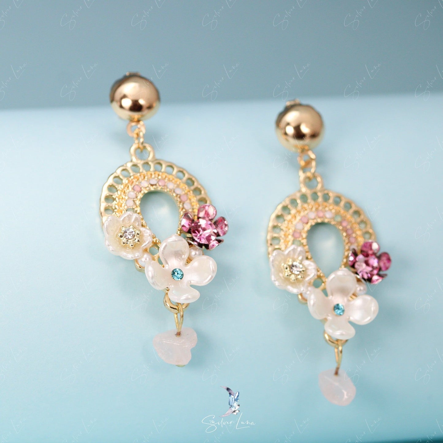 Bohemian flower dangle drop fashion earrings