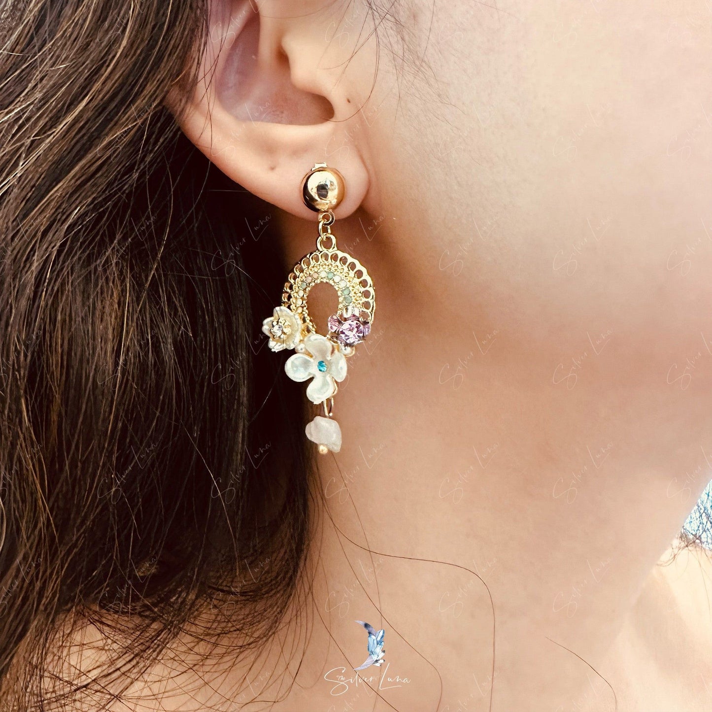 Bohemian flower dangle drop fashion earrings