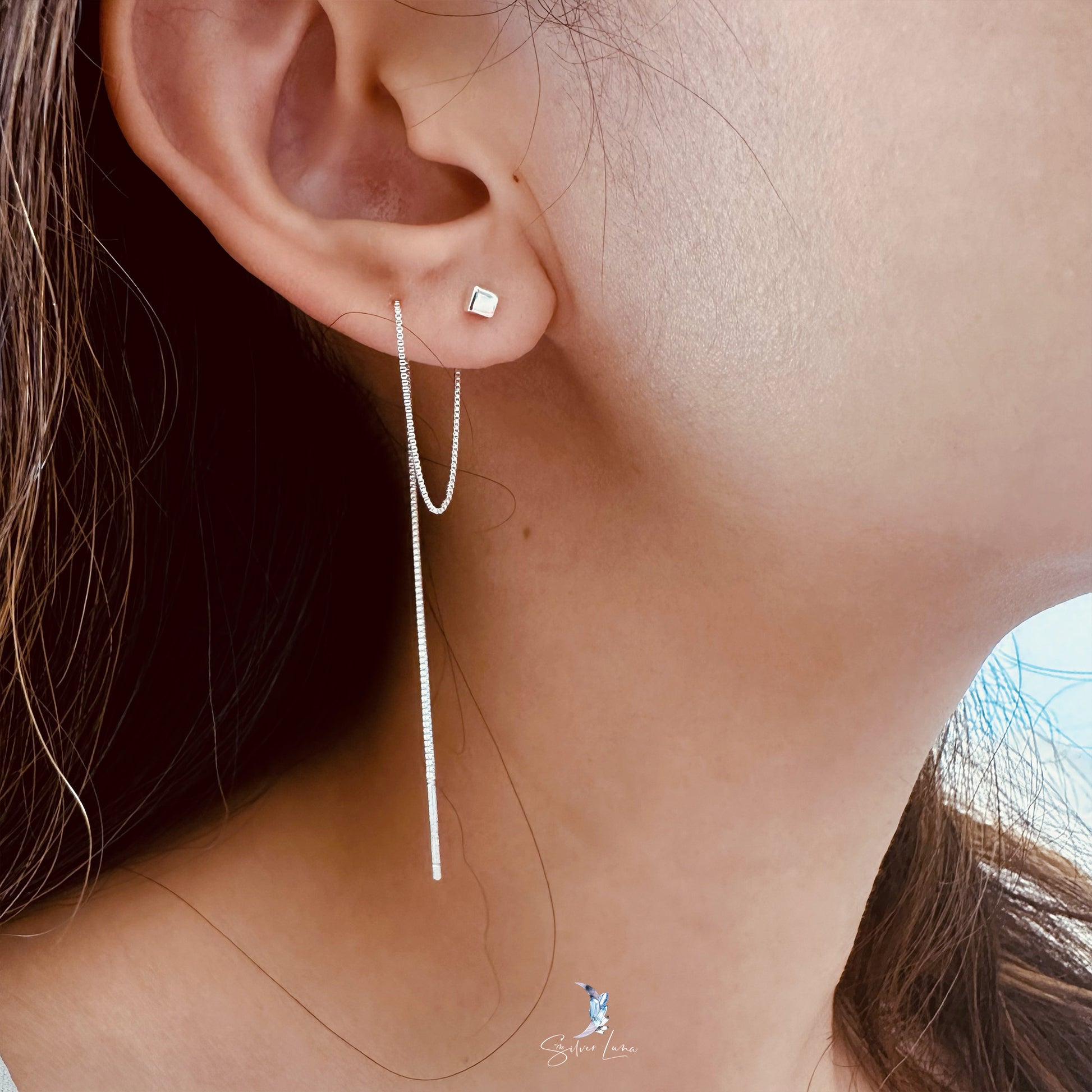 box threader earrings