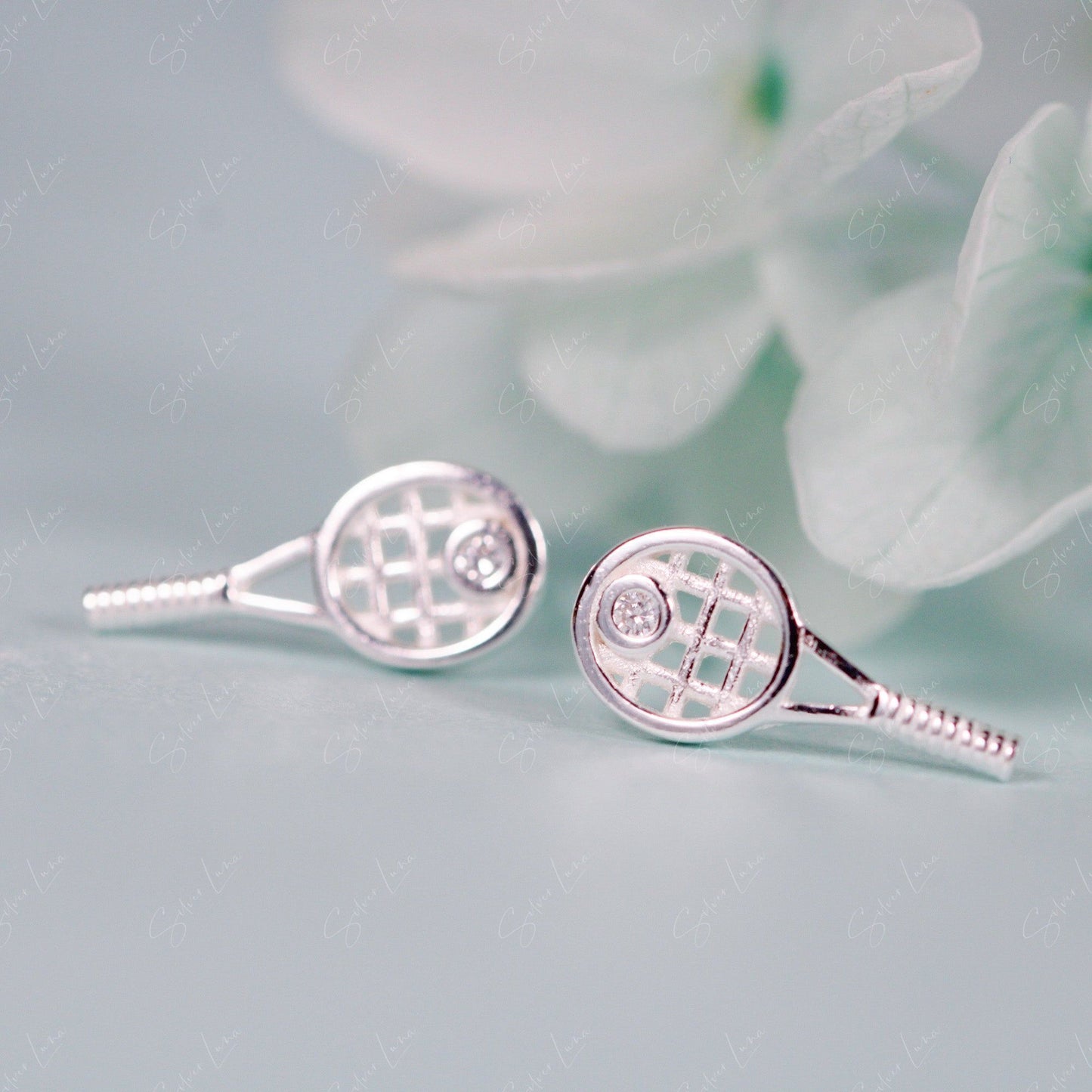 badminton racket stud earrings