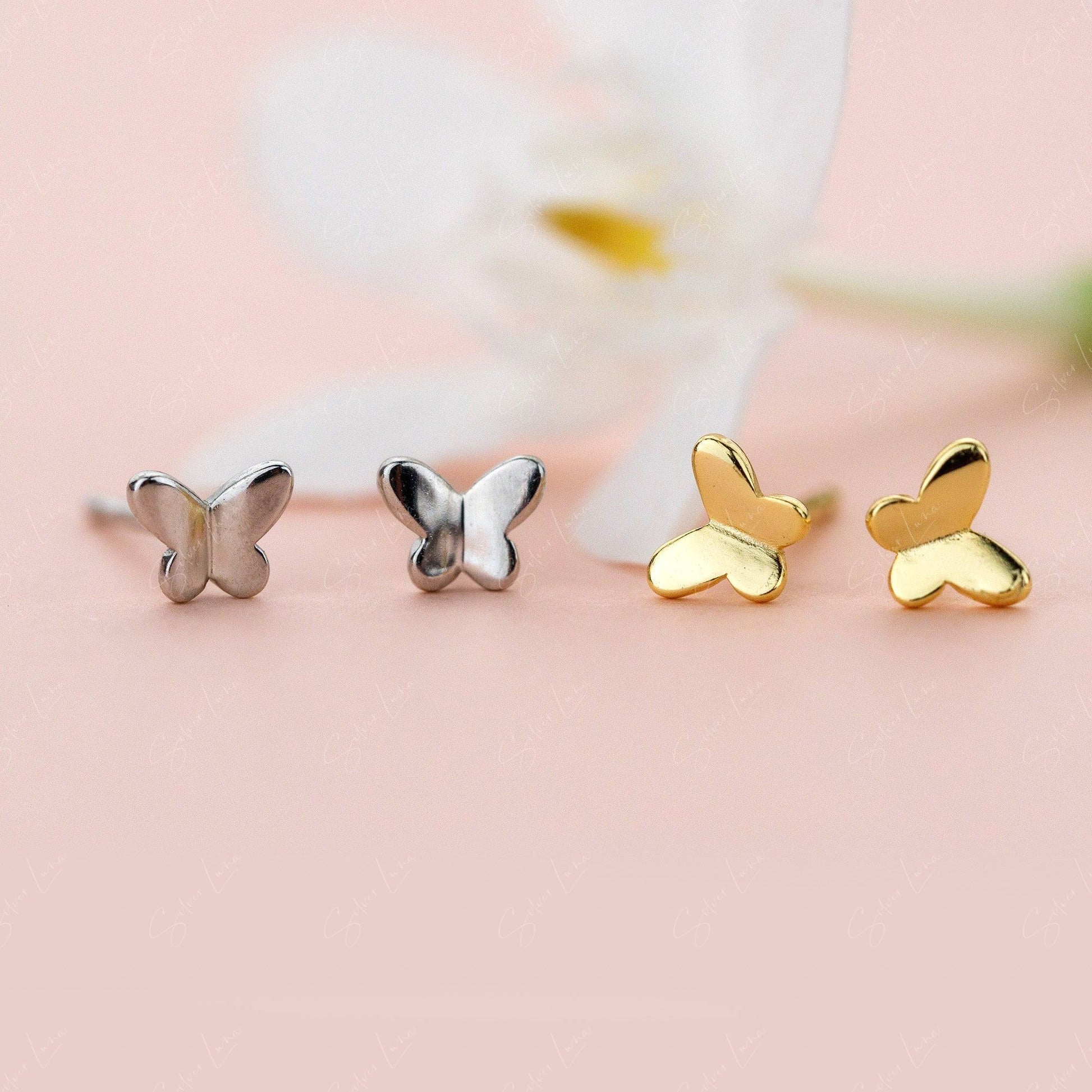 tiny butterfly stud earrings