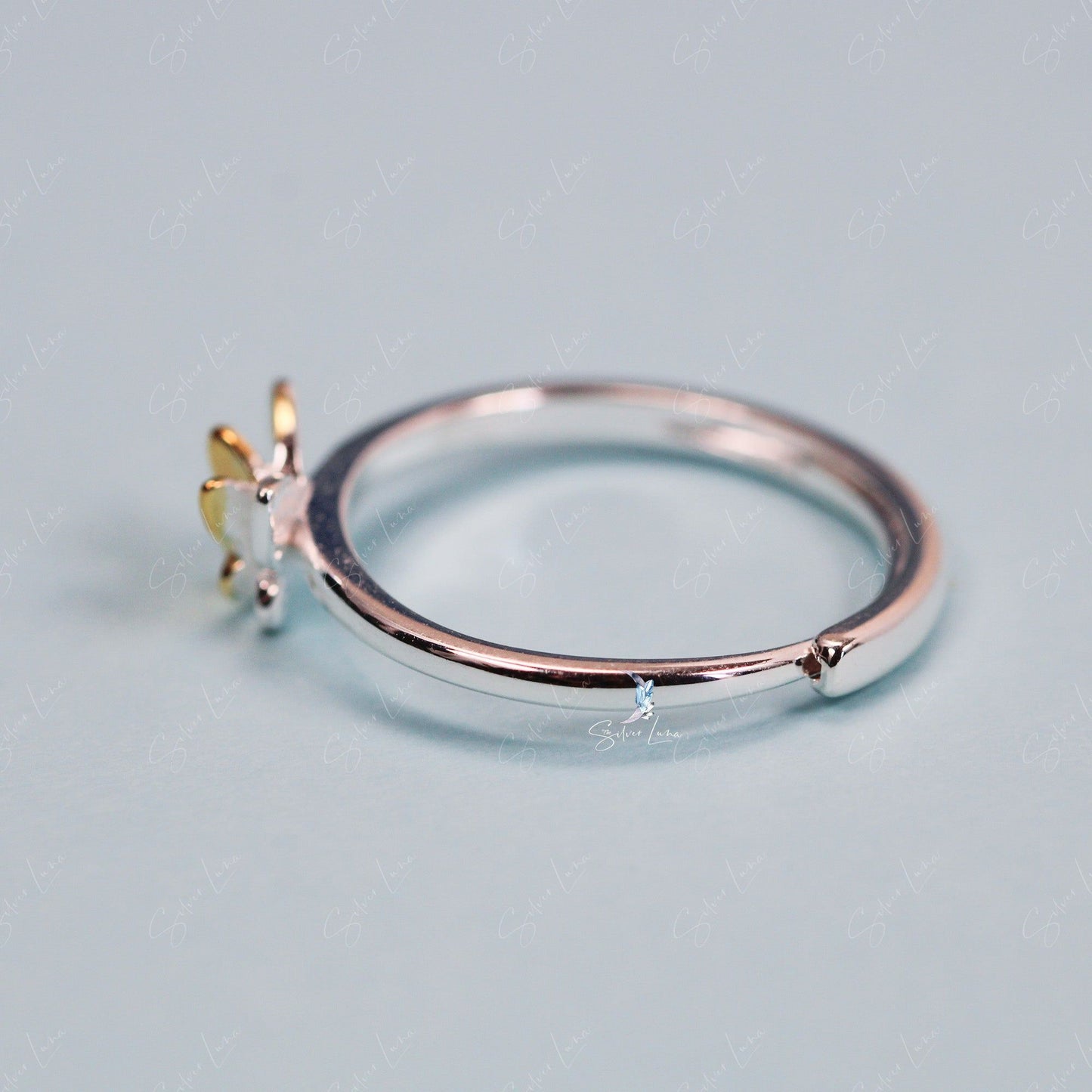 Two wings butterfly adjustable sterling silver ring