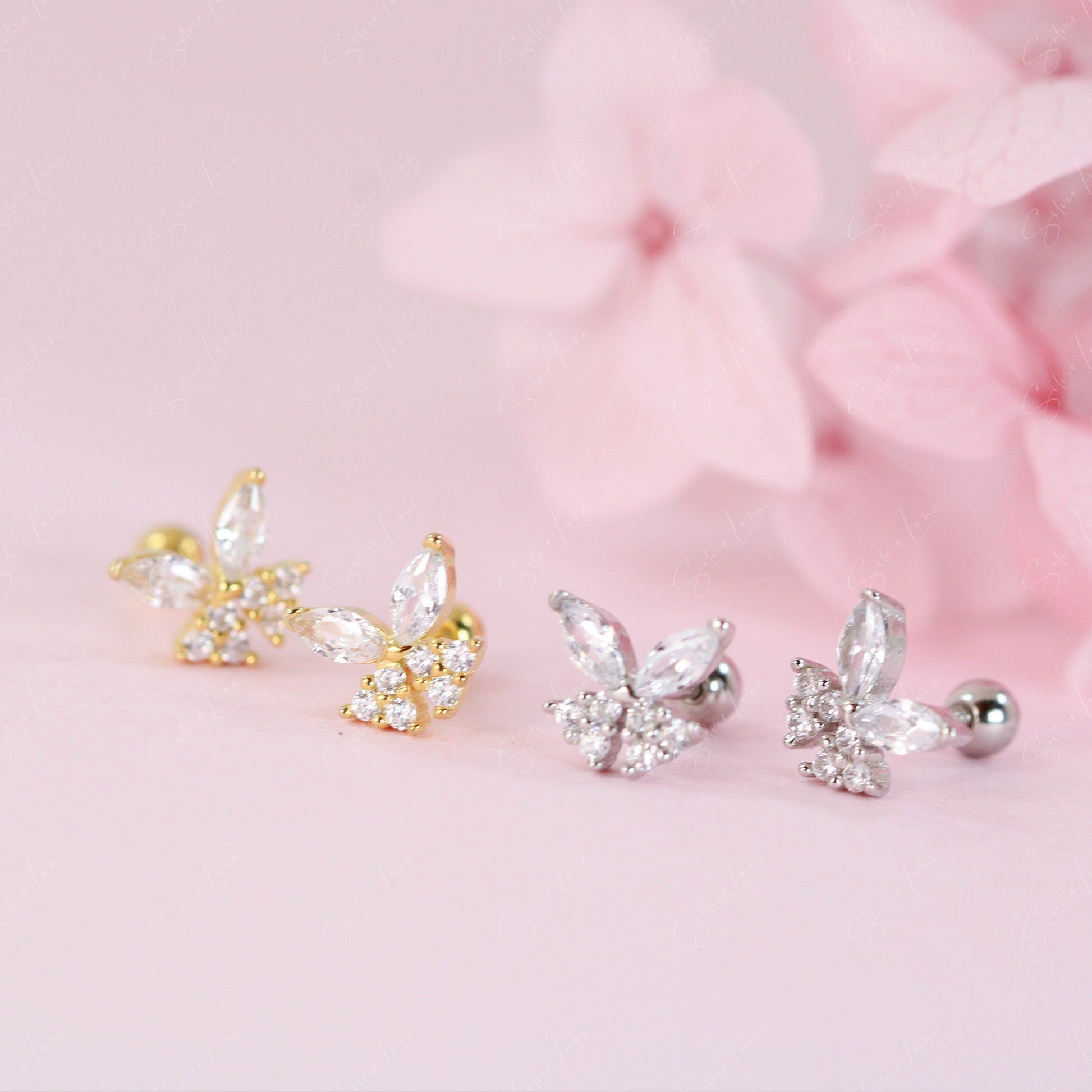 butterfly screw back earrings