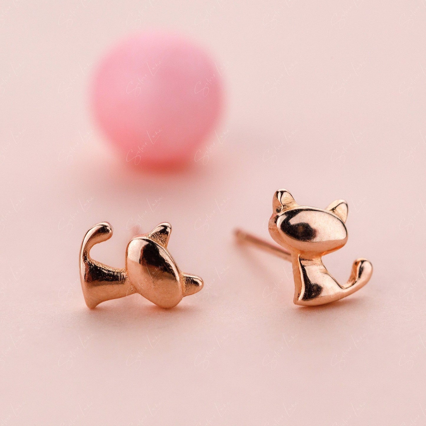 sterling silver cat earrings