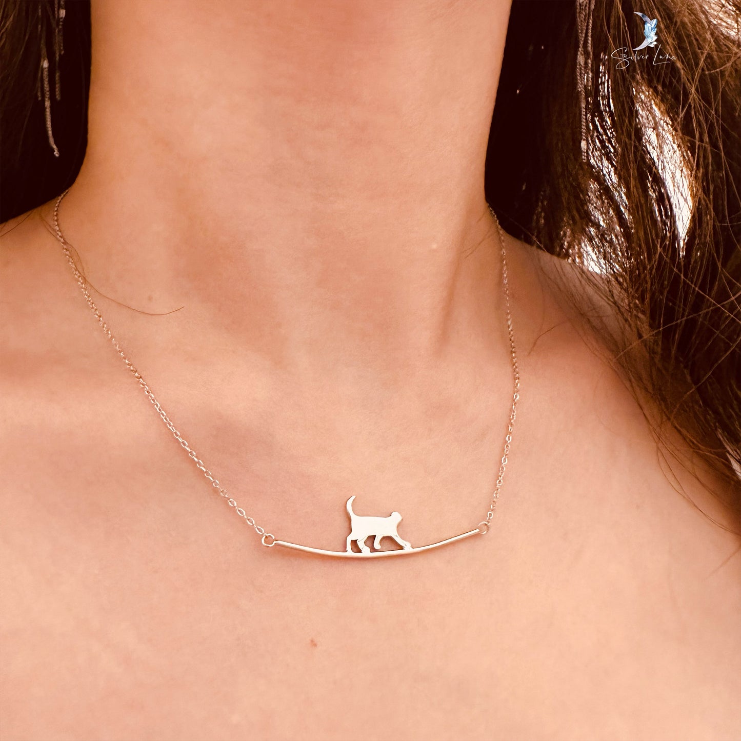 Cat walk pendant necklace in sterling silver
