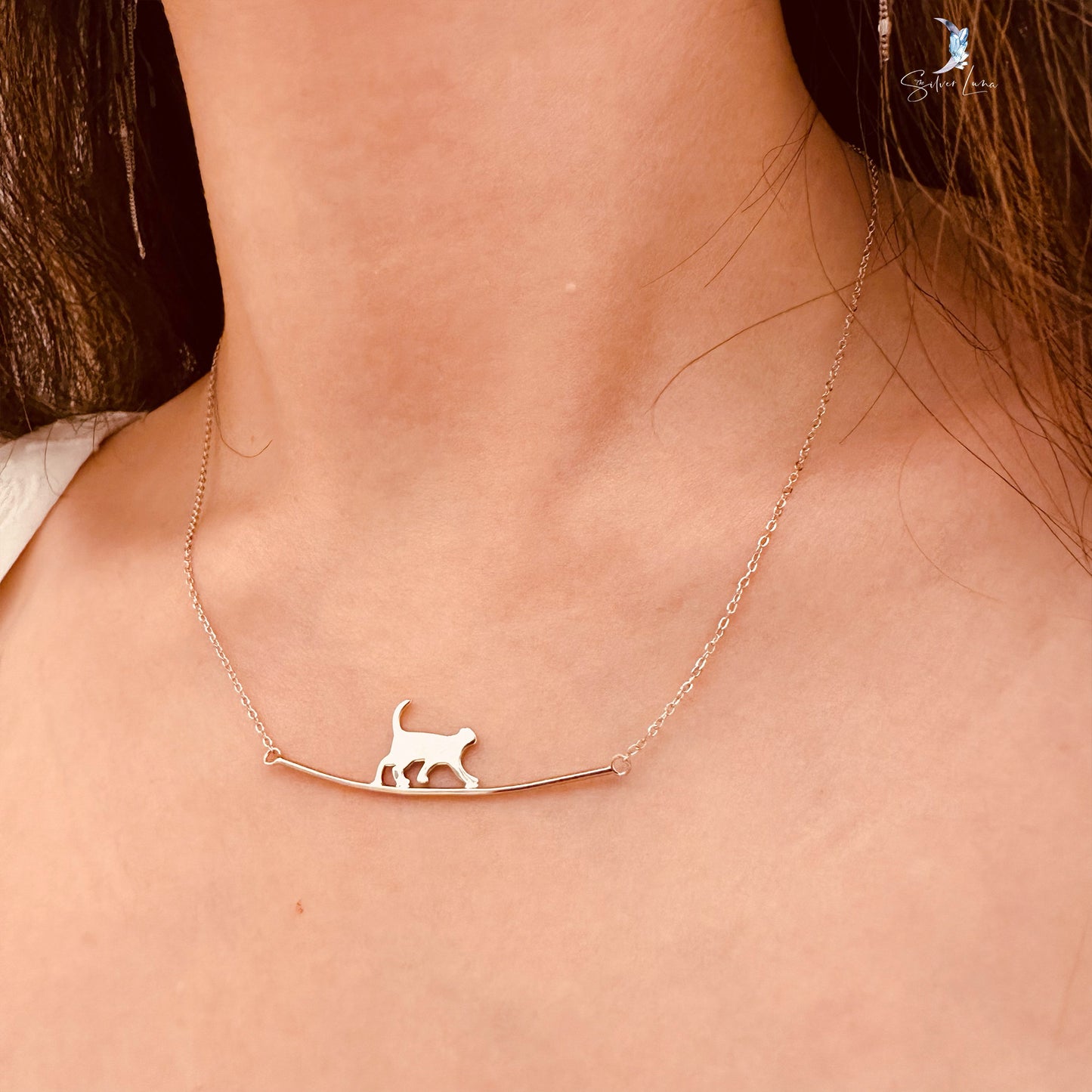 Cat walk pendant necklace in sterling silver