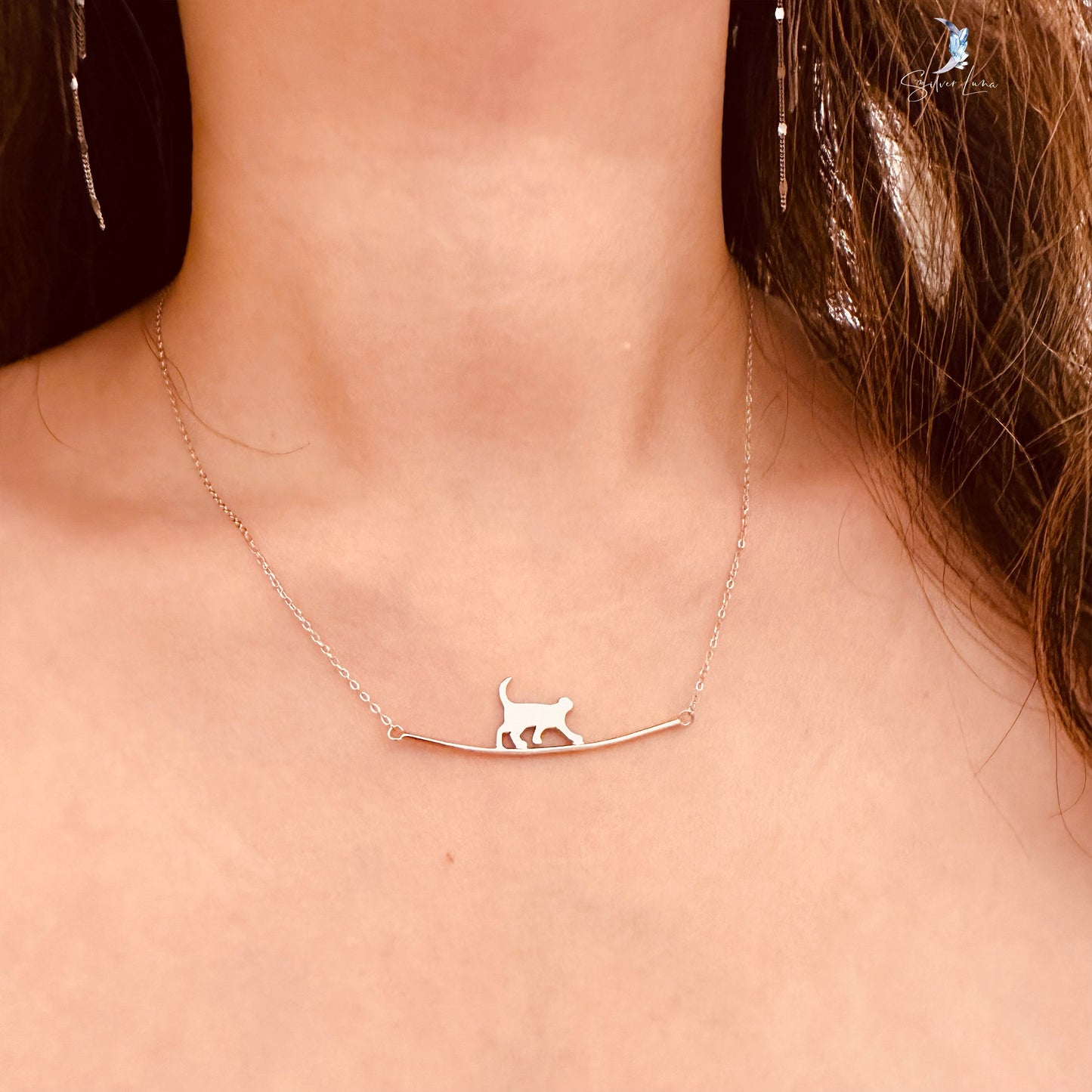 Cat walk pendant necklace in sterling silver