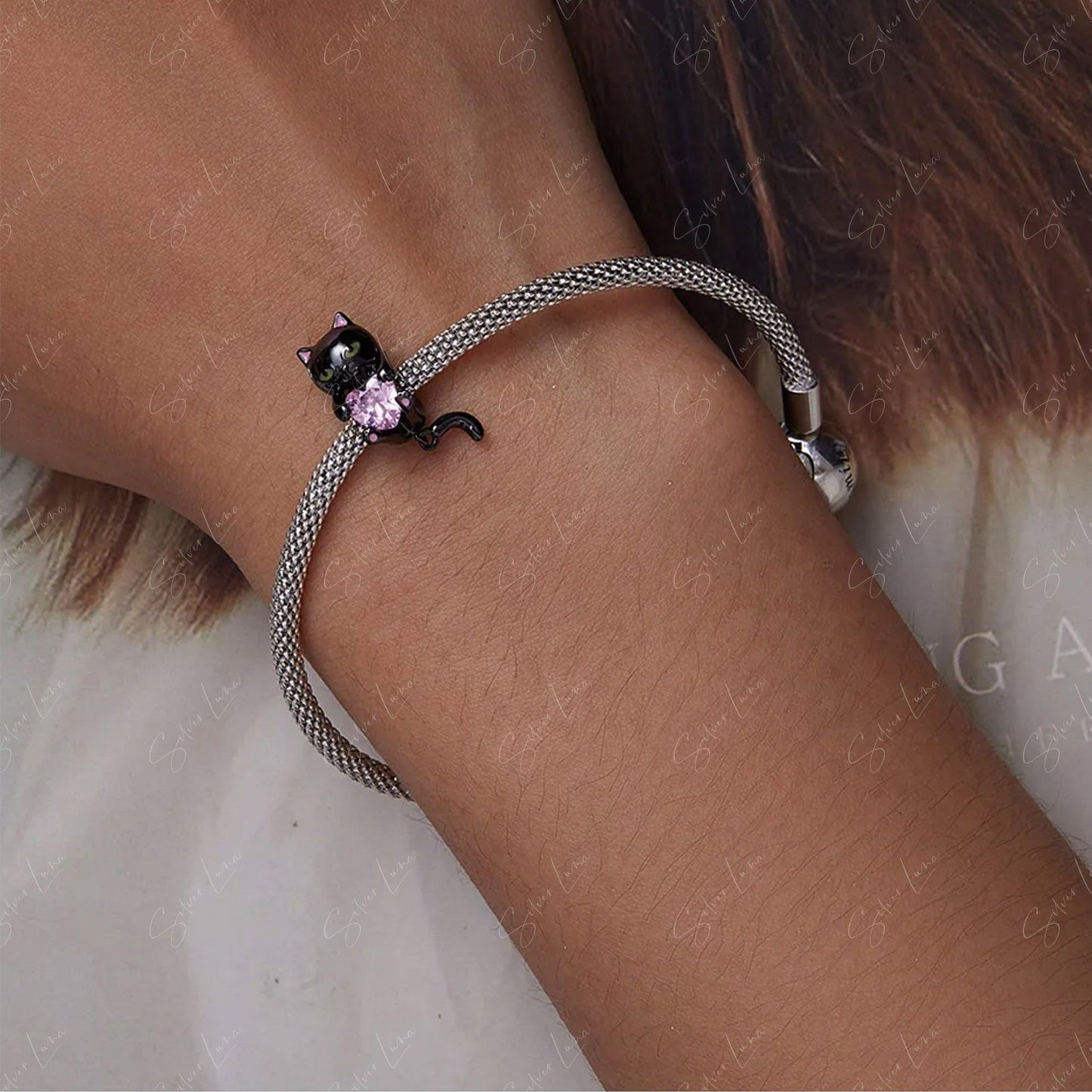 sweet heart cat charm for bracelet