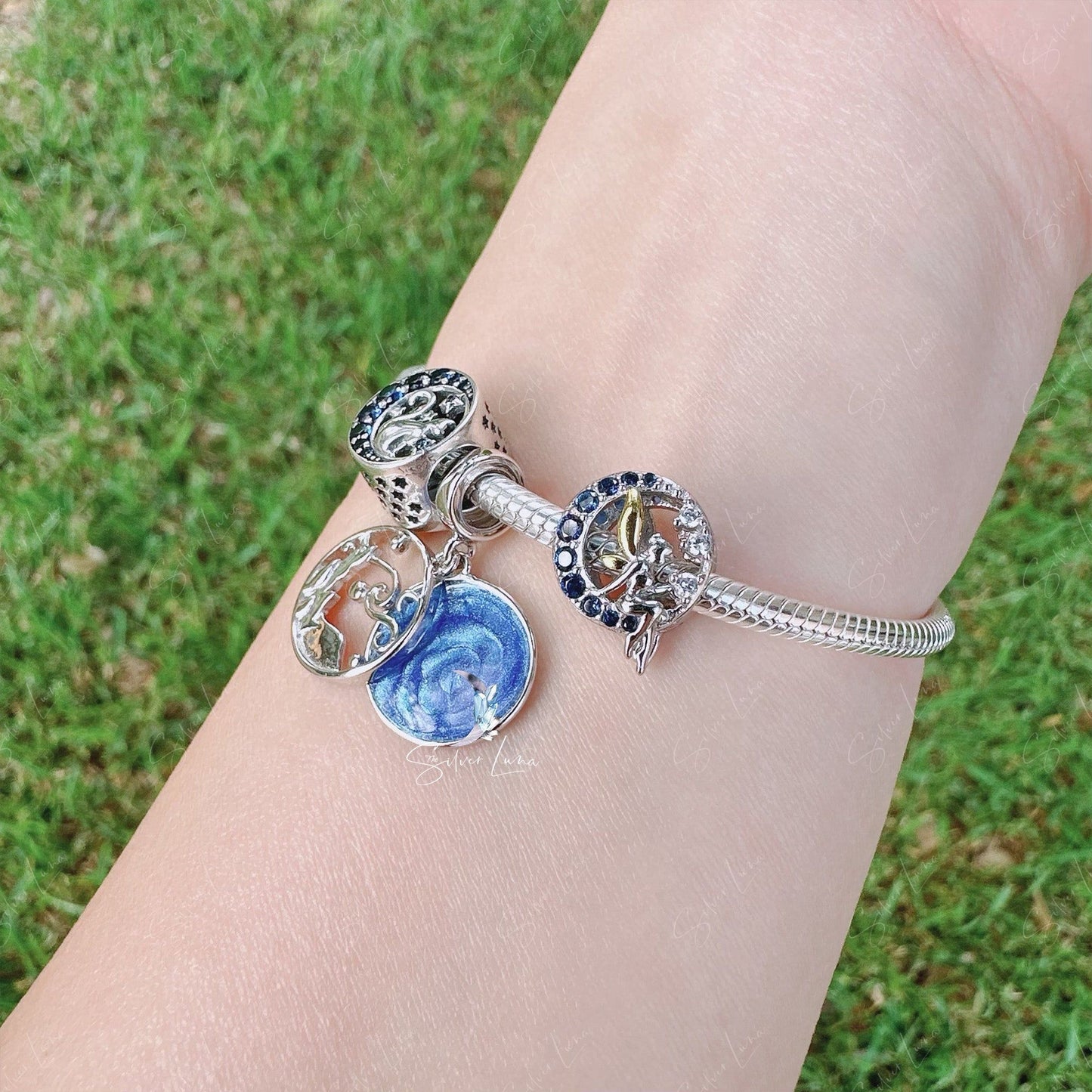 fairy on moon charm for bracelet
