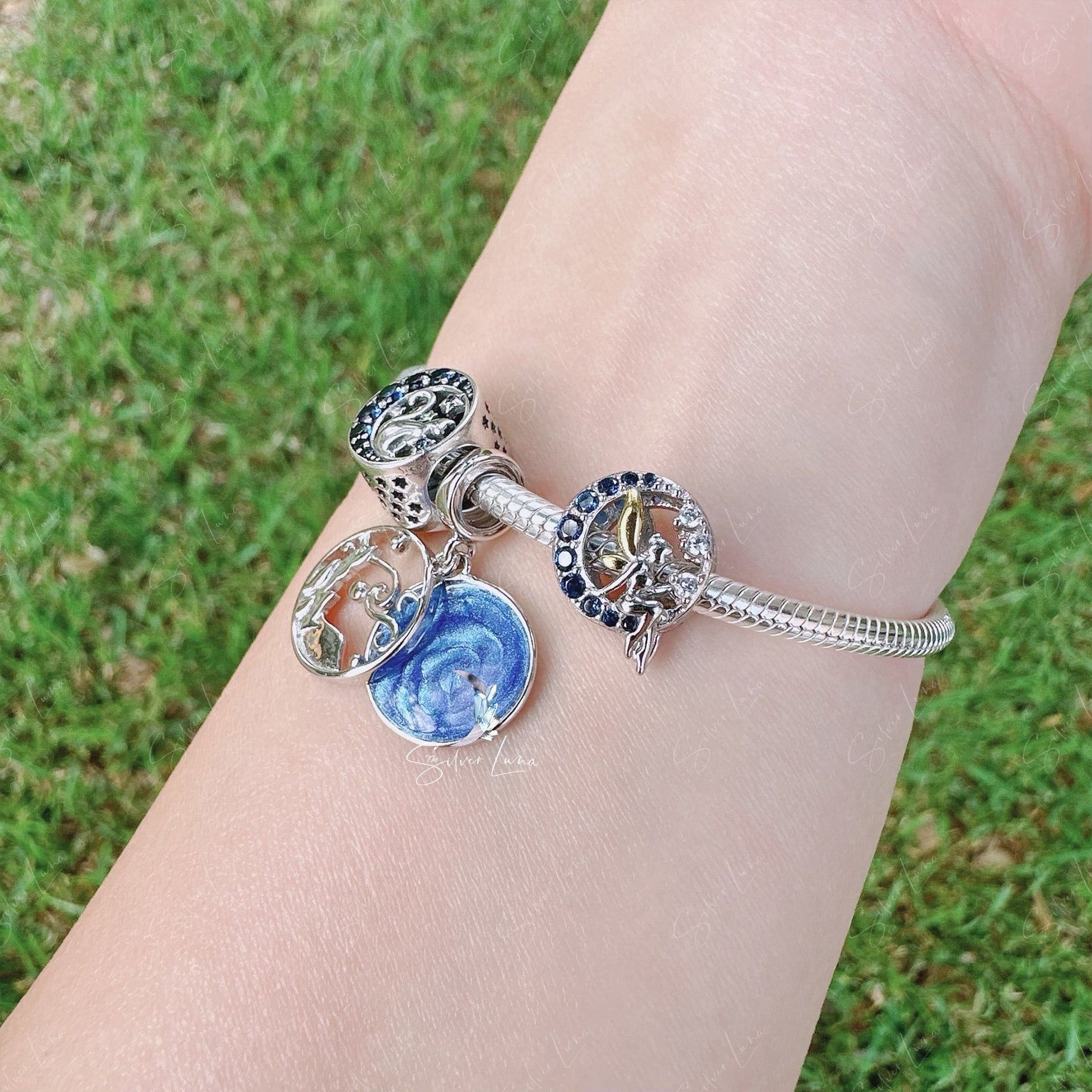 fairy on moon charm for bracelet