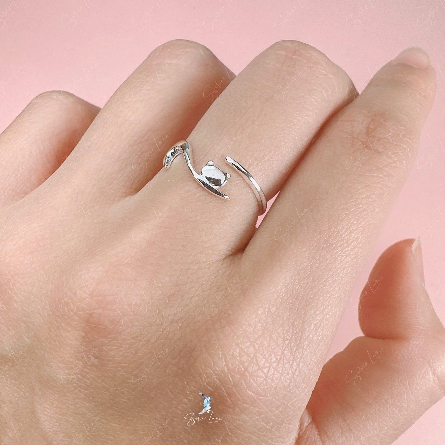 cute cat adjustable ring