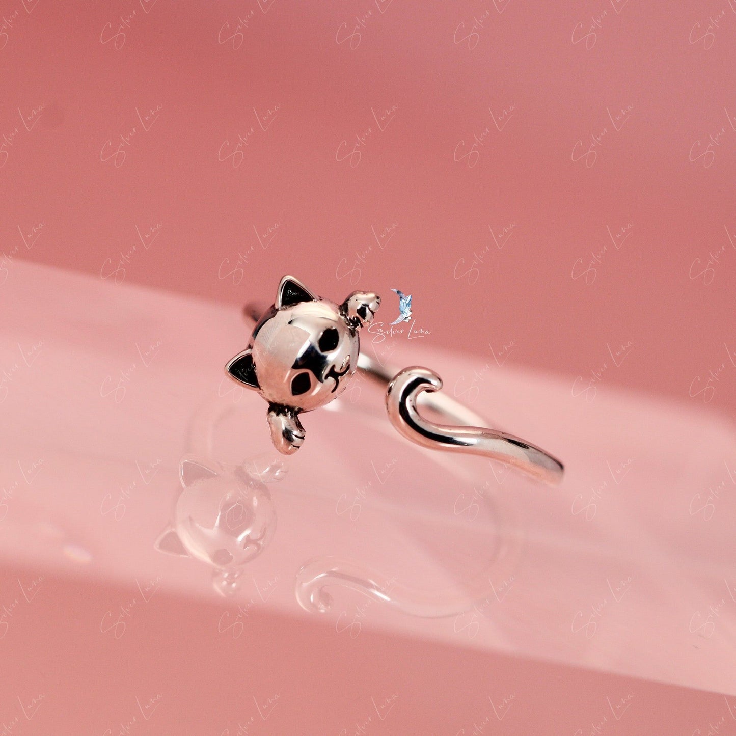 cute cat adjustable ring
