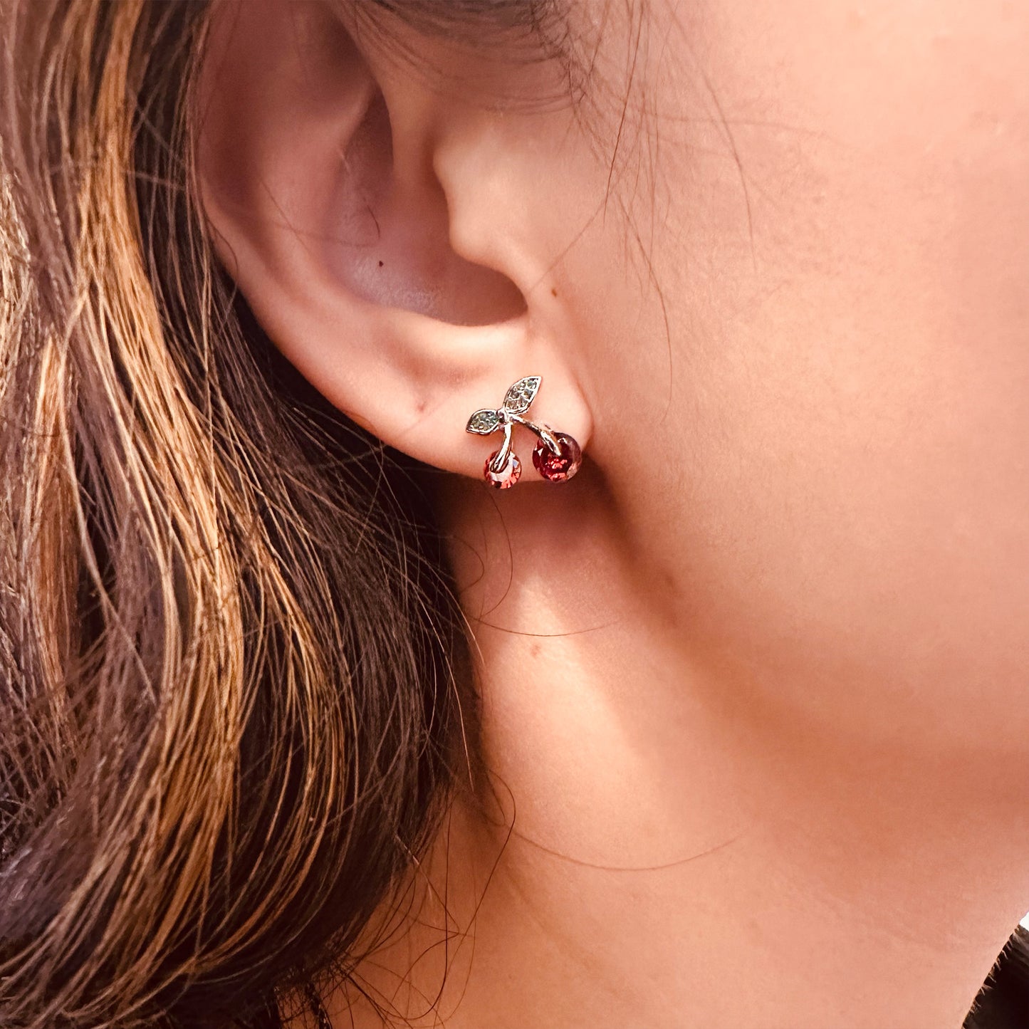 cherry fruit stud earrings