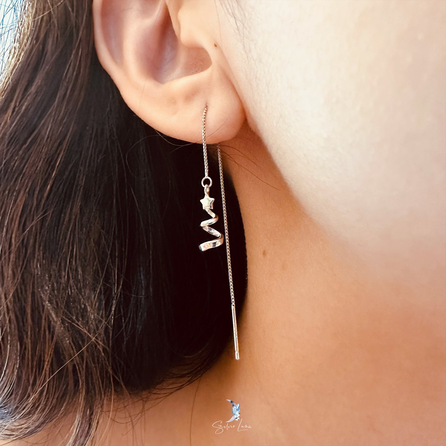 Christmas tree drop ear threaders