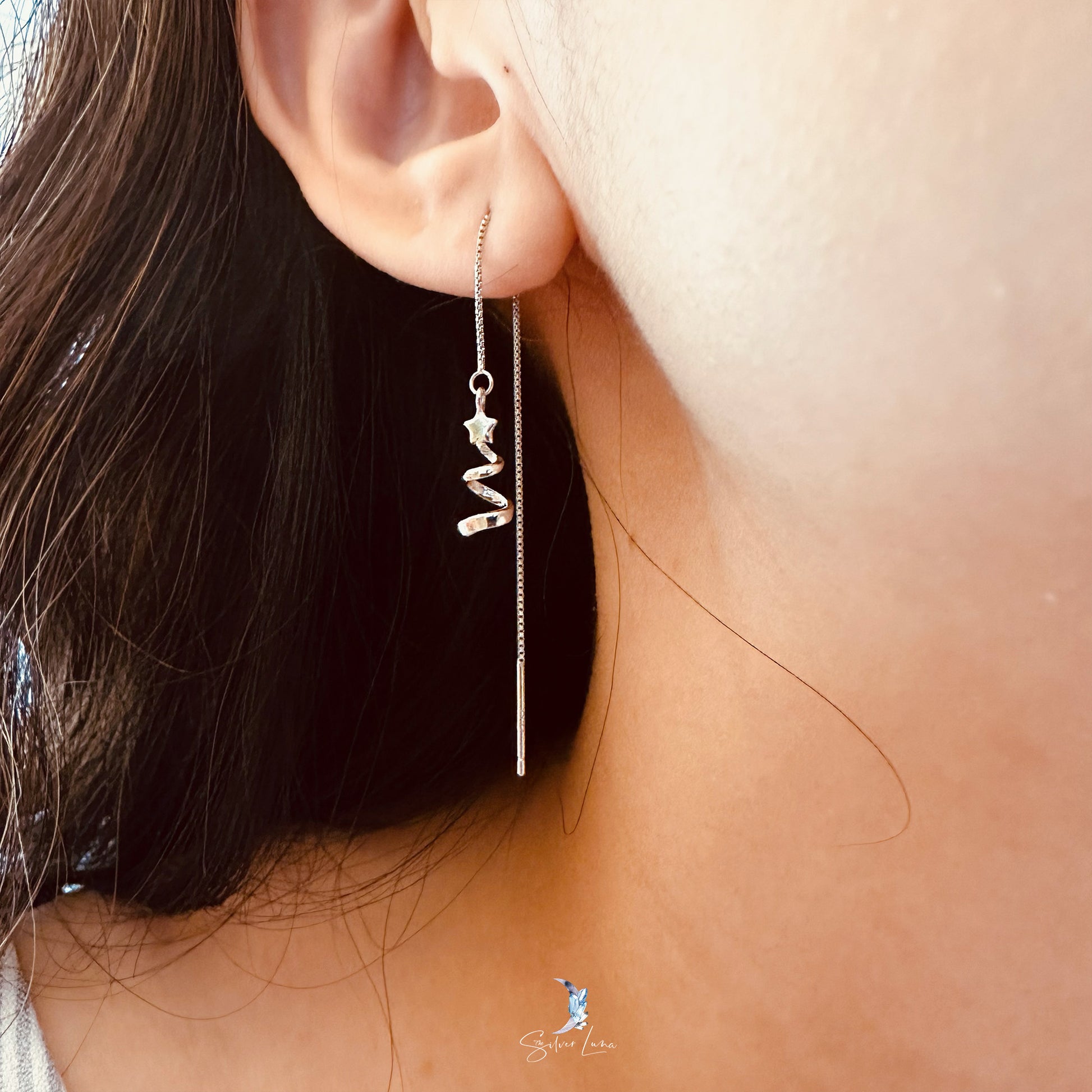 Christmas tree drop ear threaders