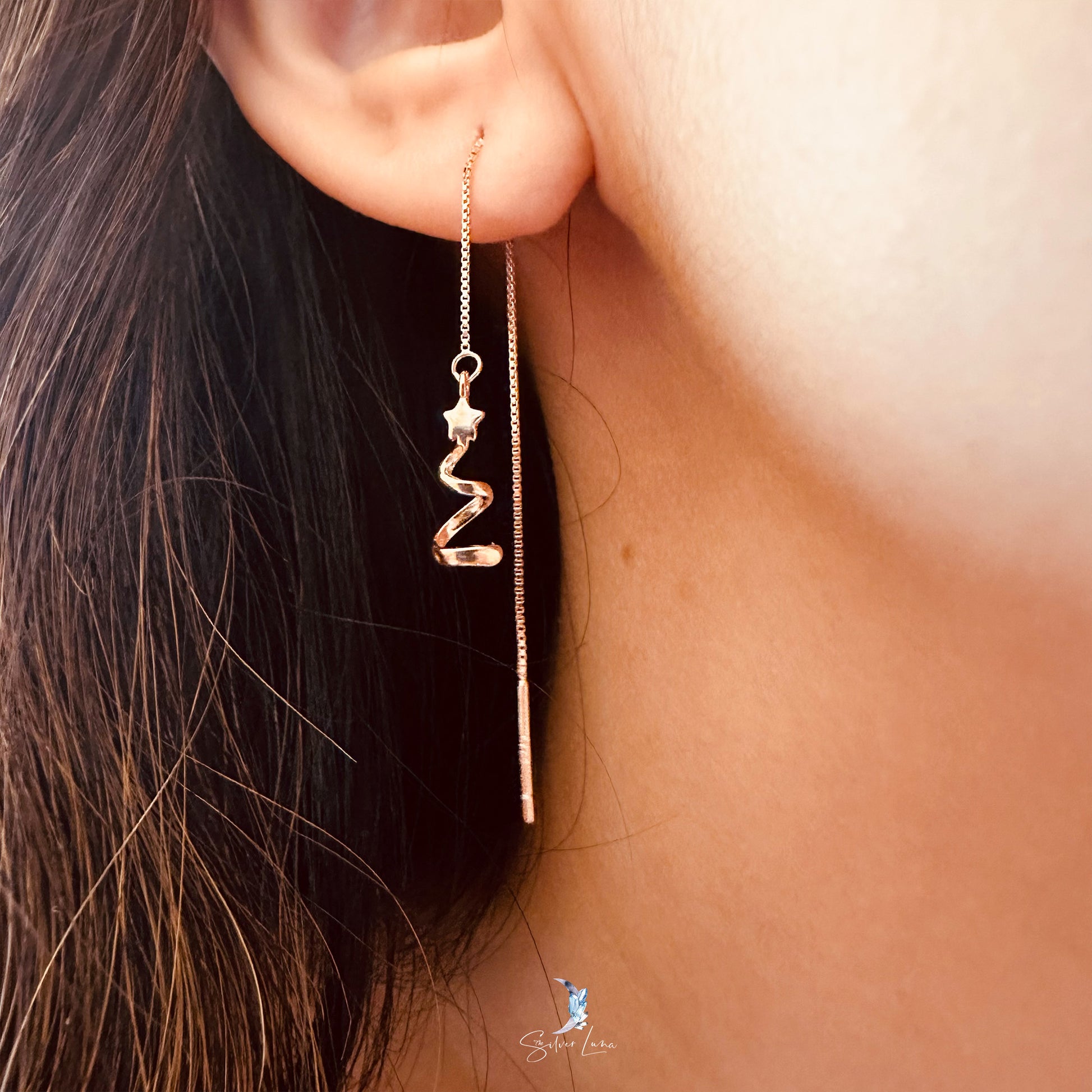 Christmas tree drop ear threaders