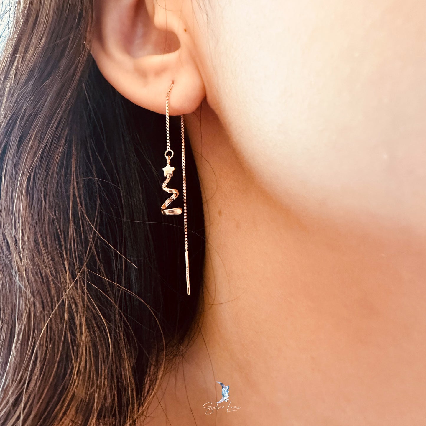 Christmas tree drop ear threaders