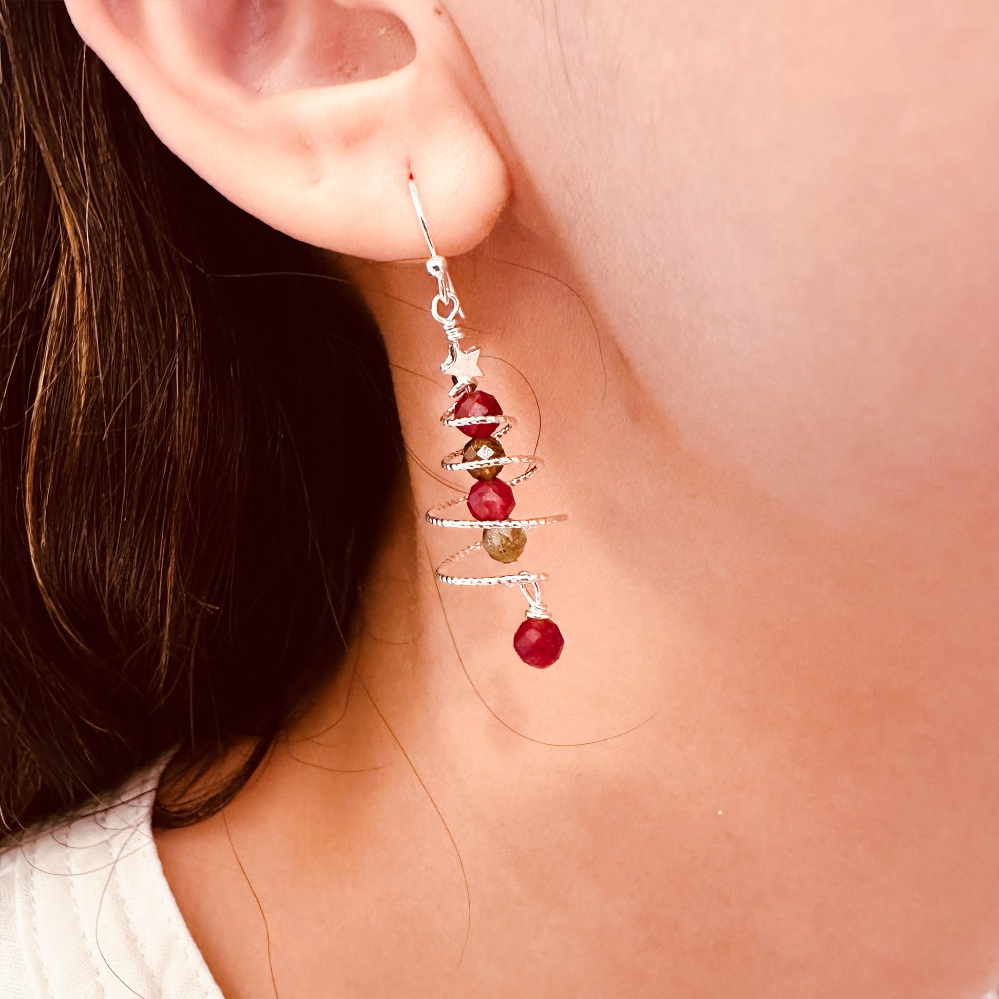holiday Christmas tree earrings