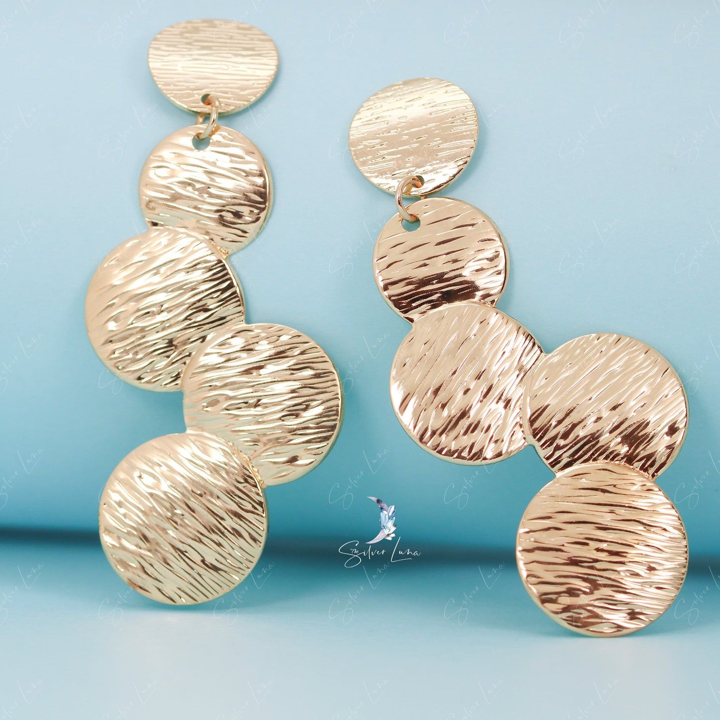 Abstract geometric circle dangle drop earrings