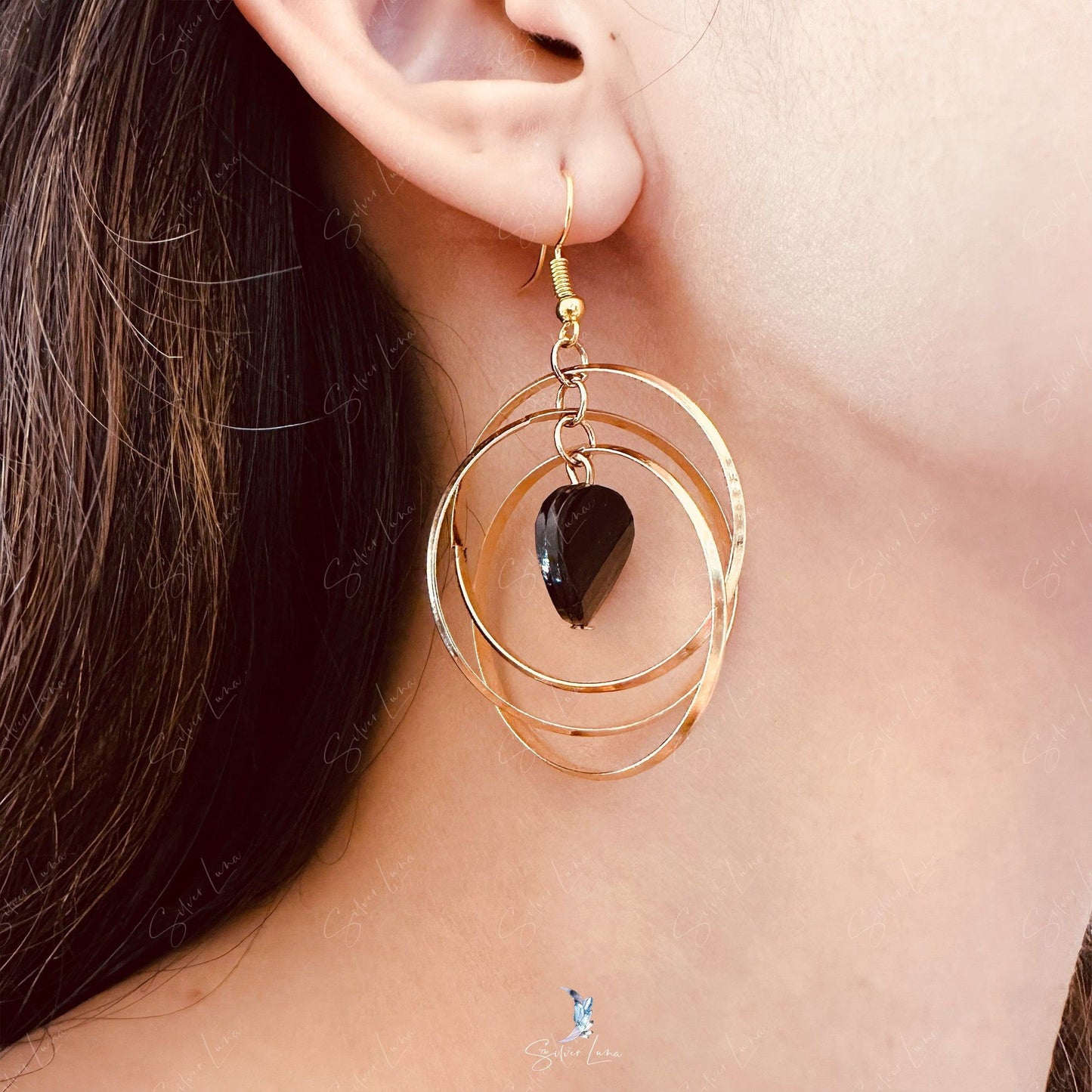Multi circles dangle drop fashion earrings