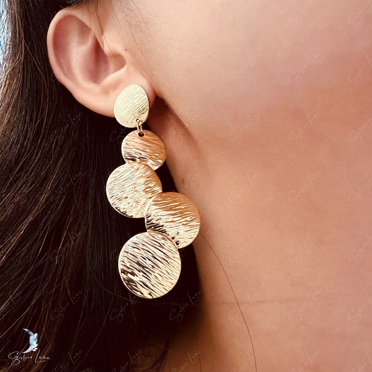 Abstract geometric circle dangle drop earrings