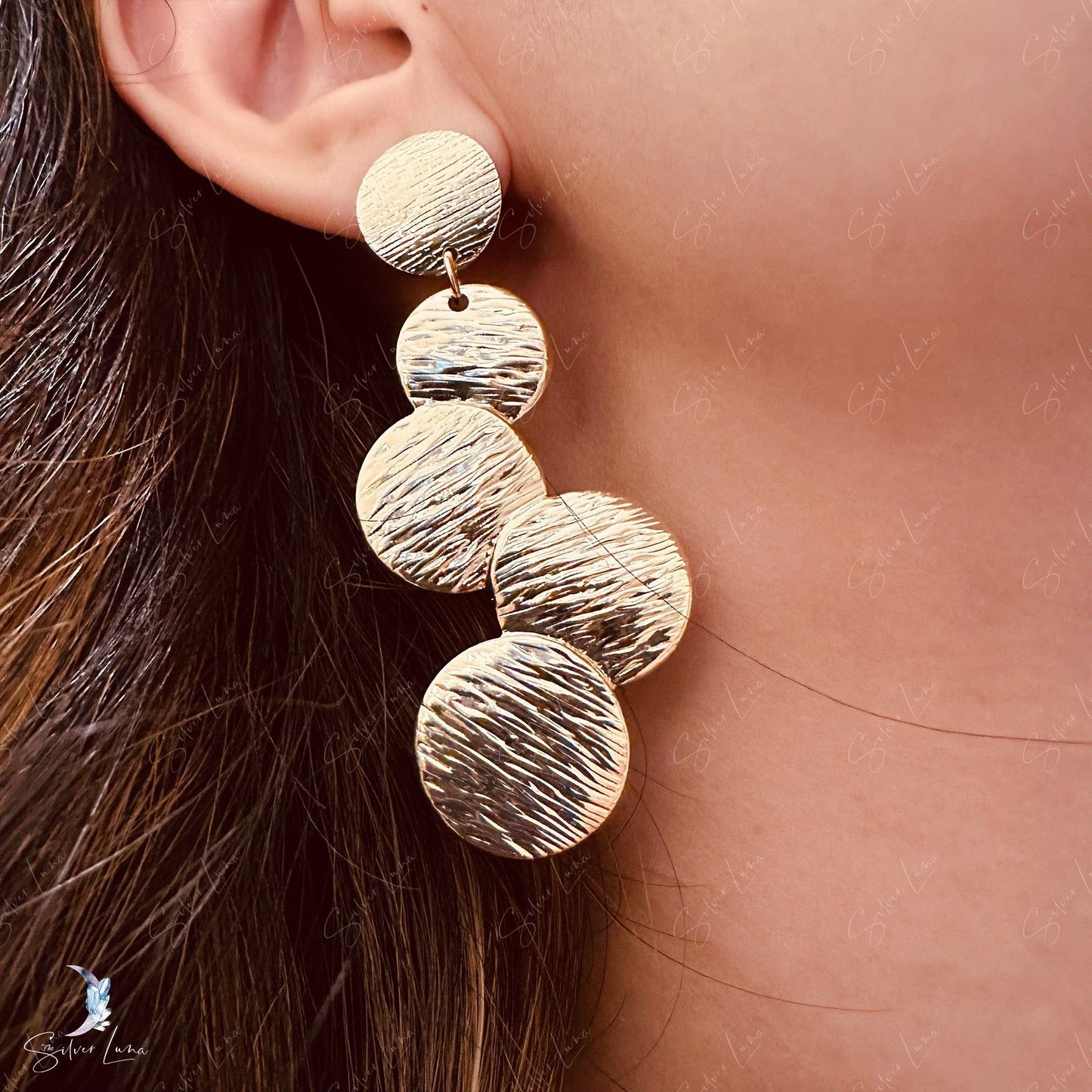 Abstract geometric circle dangle drop earrings