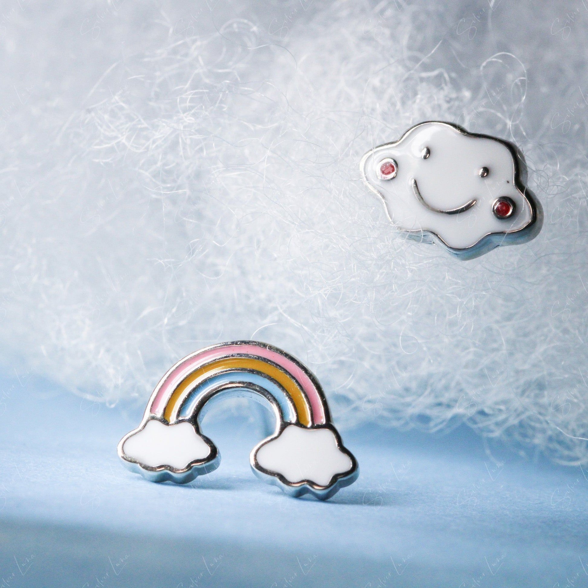 rainbow and cloud stud earrings