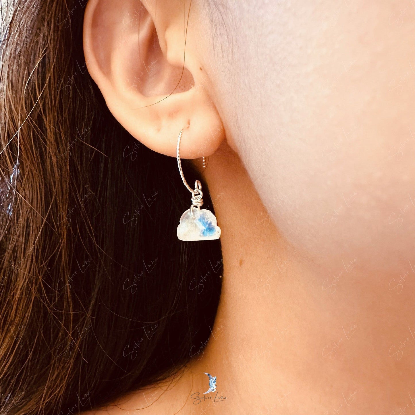 cloud rainbow moonstone earrings