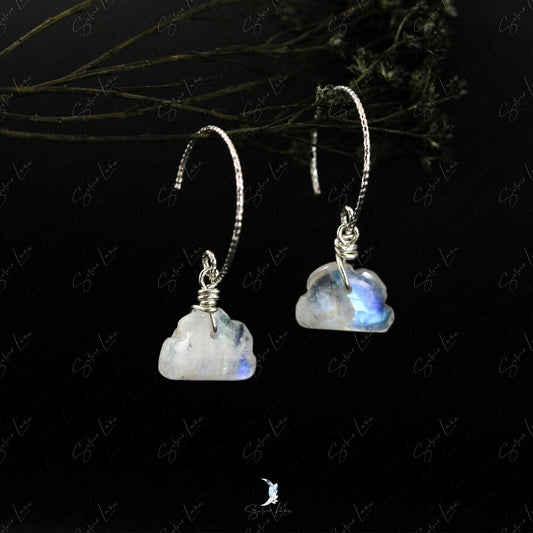 cloud rainbow moonstone dangle drop earrings