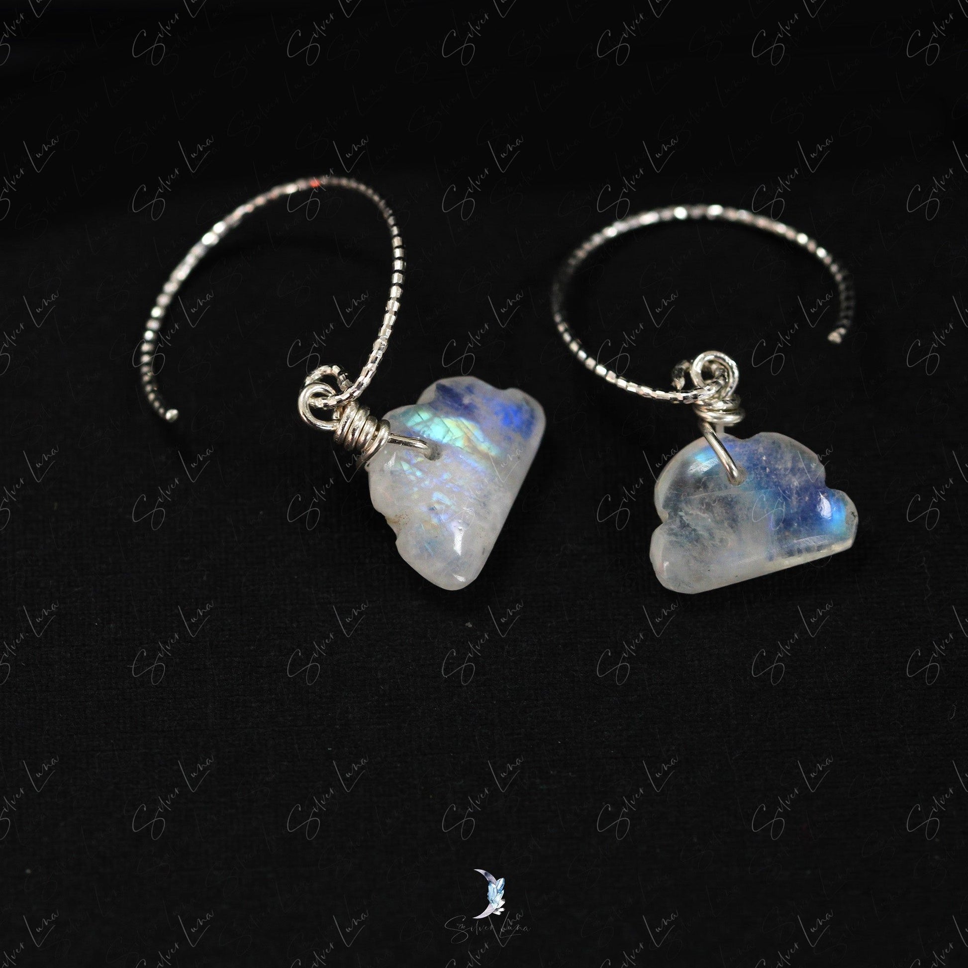 cloud rainbow moonstone earrings