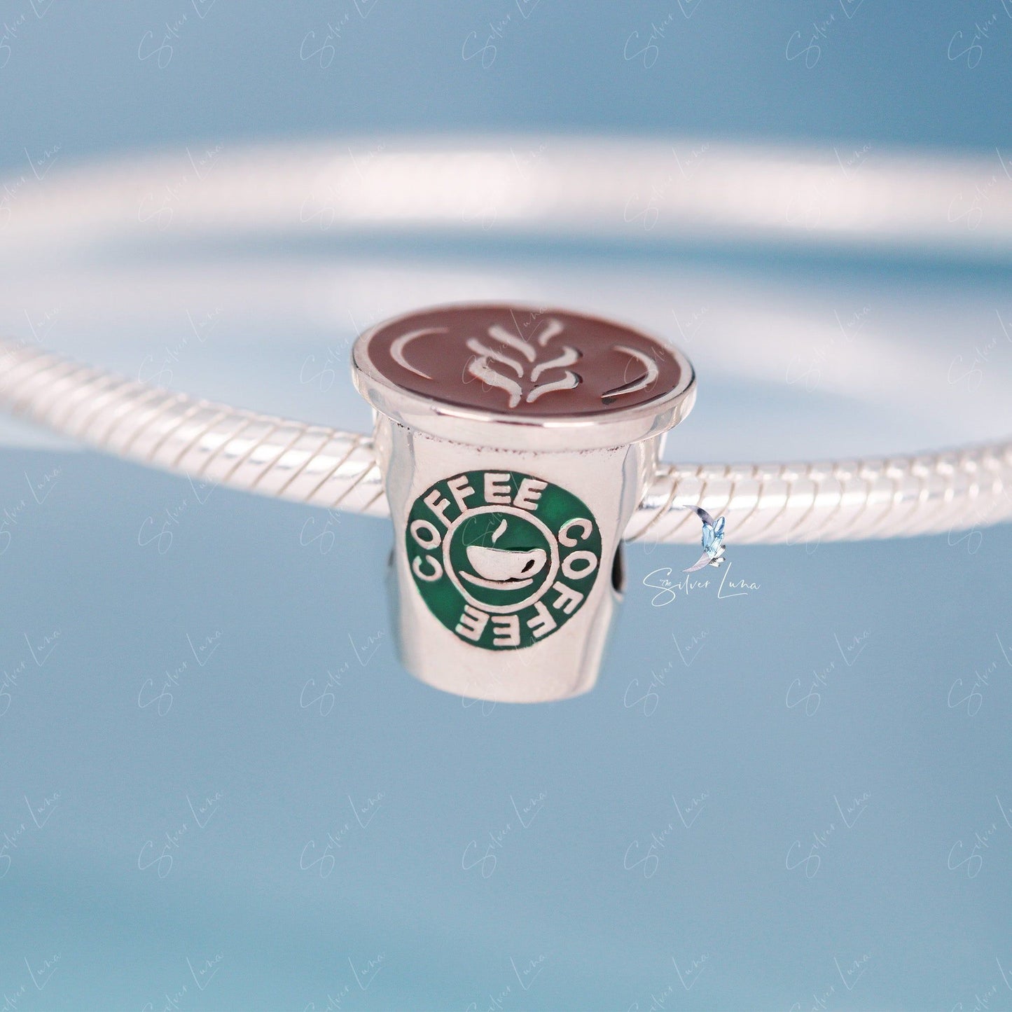 coffee cup silver charm