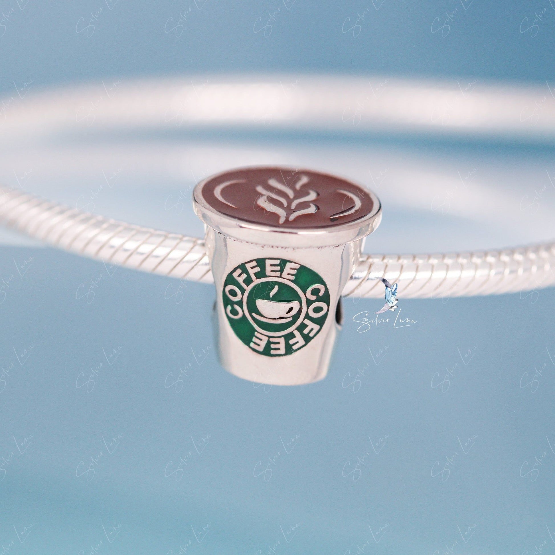 coffee cup silver charm