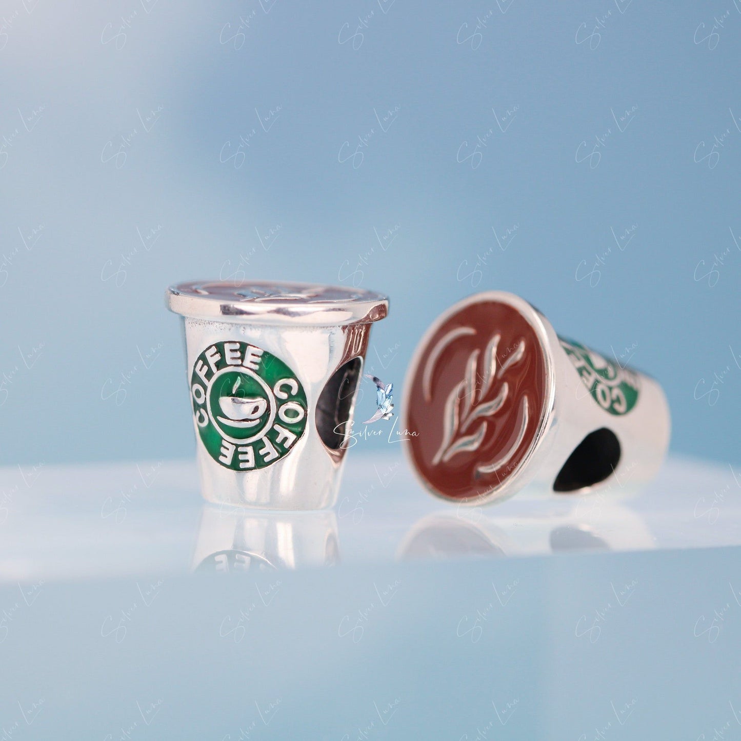 coffee cup bead charm for bracelet