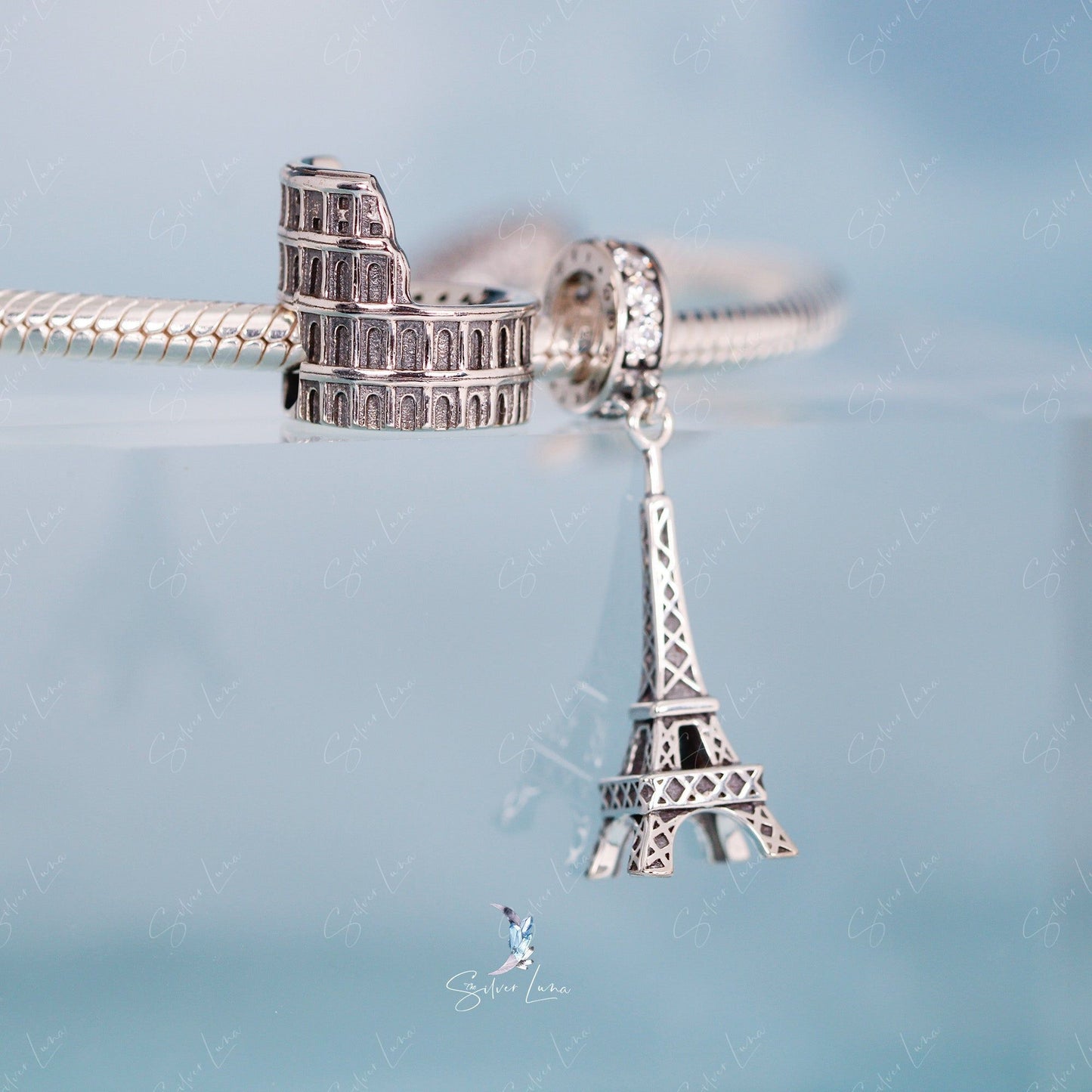 Eiffel tower sterling silver pendant charm