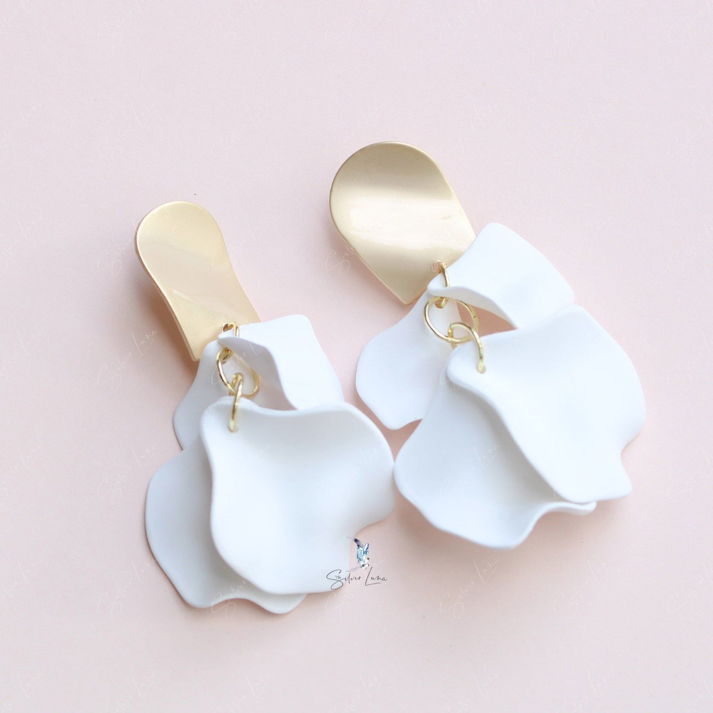 Multicolor rose petal dangle drop fashion earrings