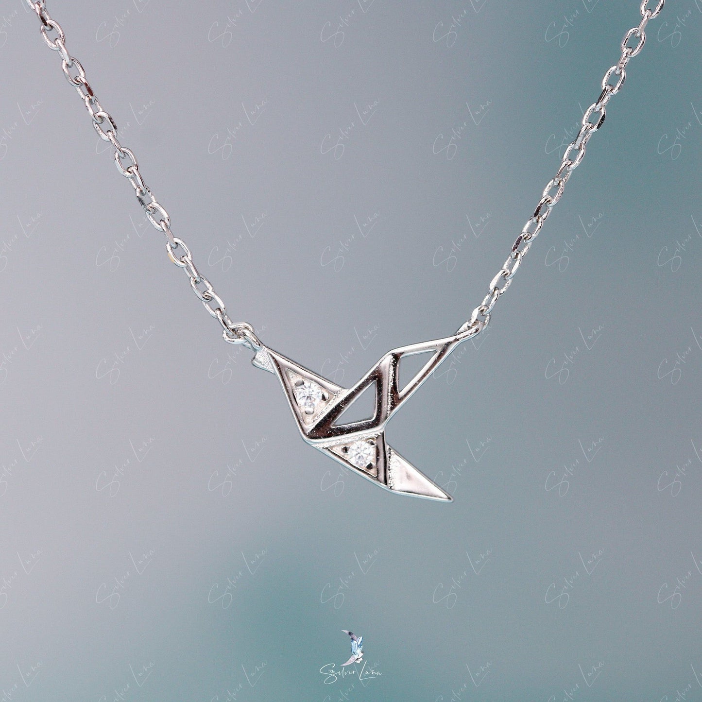 paper crane pendant necklace