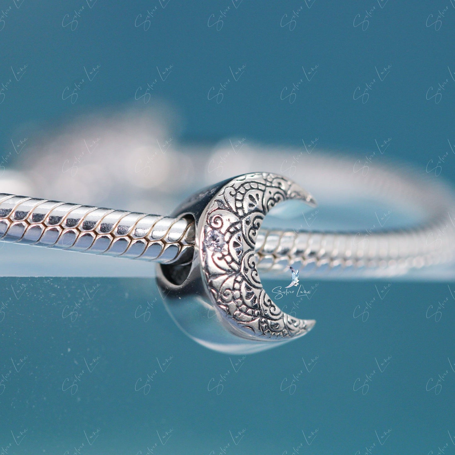 crescent moon bead charm for bracelet