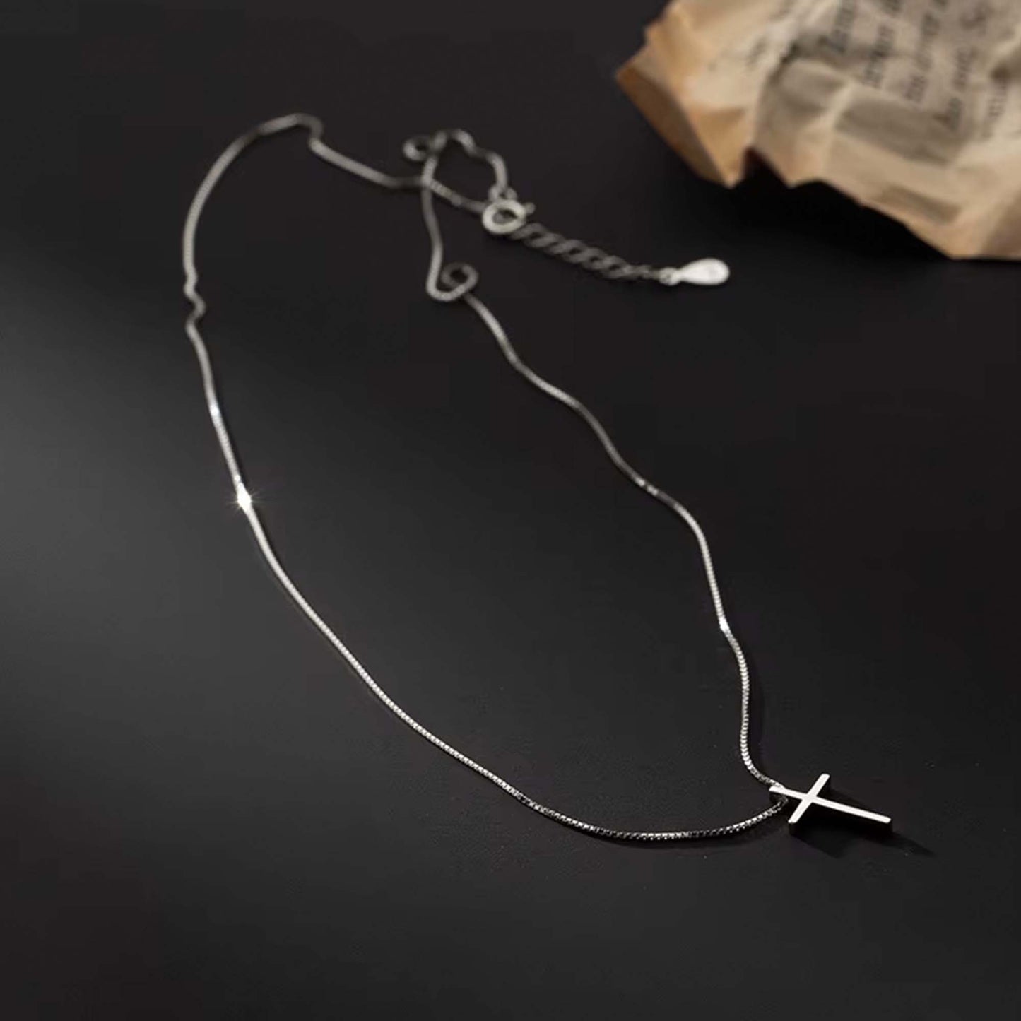 Minimalist cross sterling silver pendant necklace