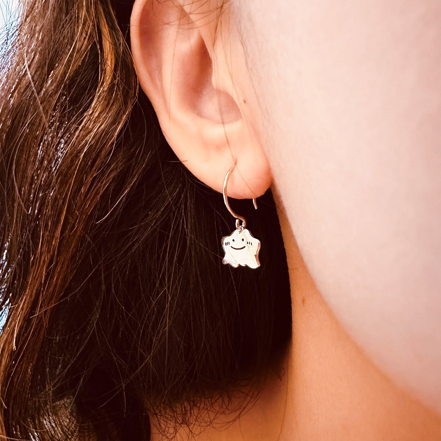cute ghost silver earrings