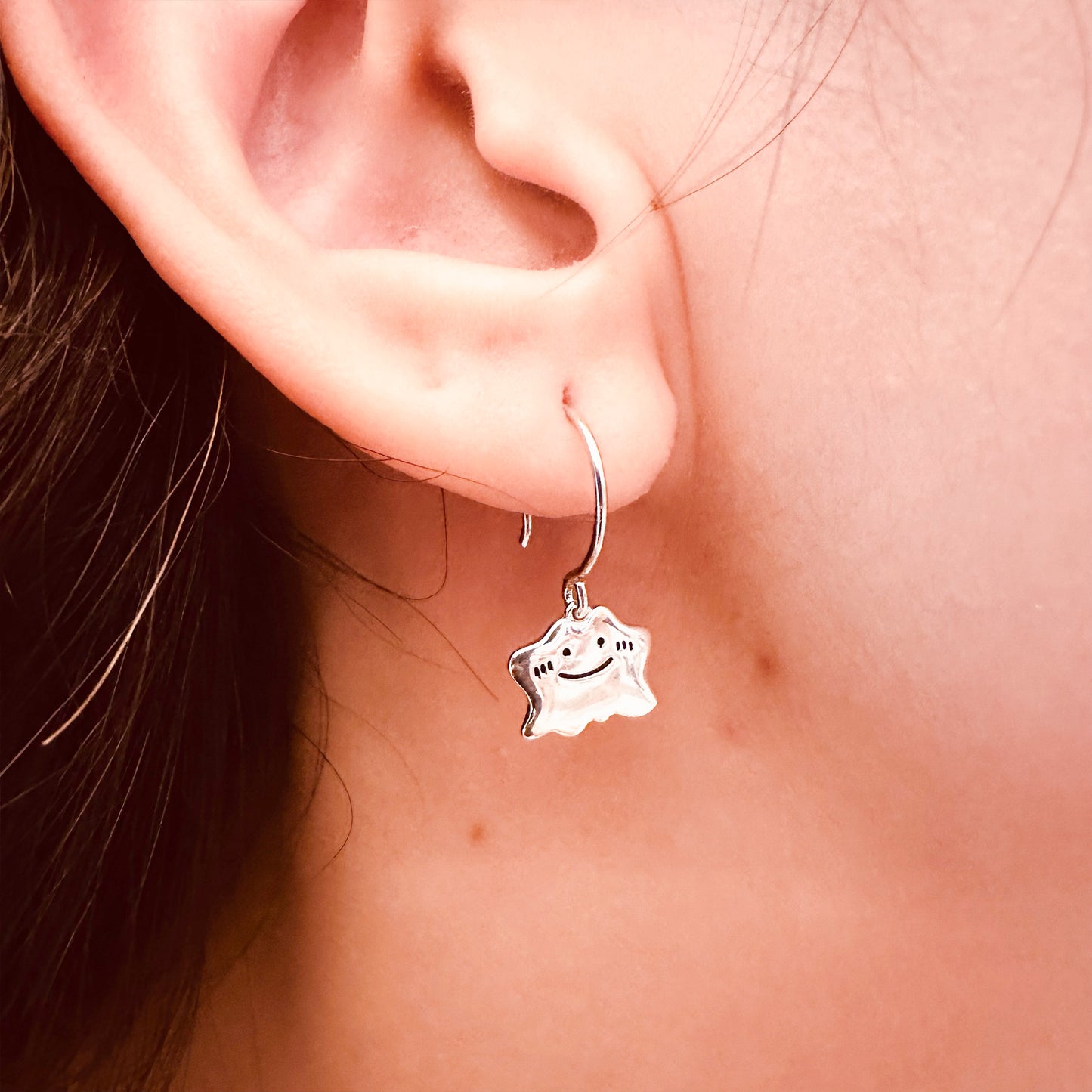cute ghost silver earrings
