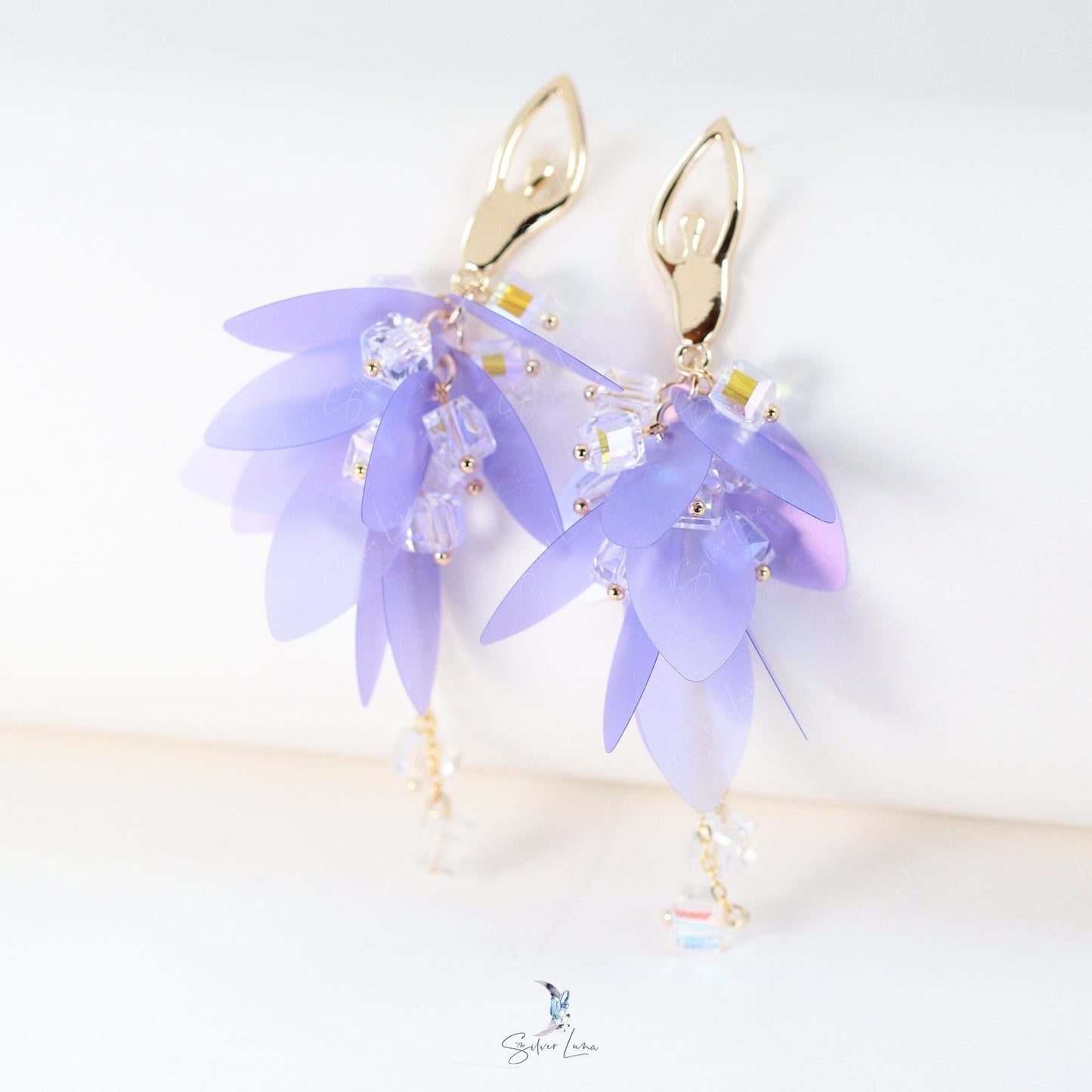 Ballet dancer girl gold plated dangle earrings