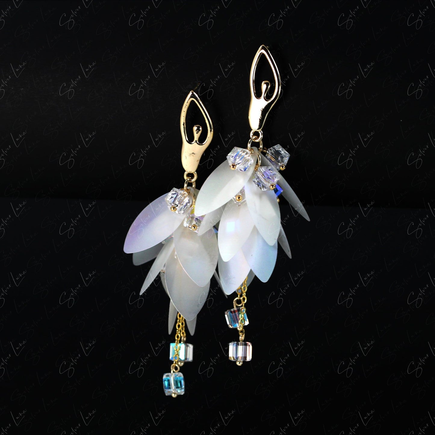 Ballet dancer girl gold plated dangle earrings